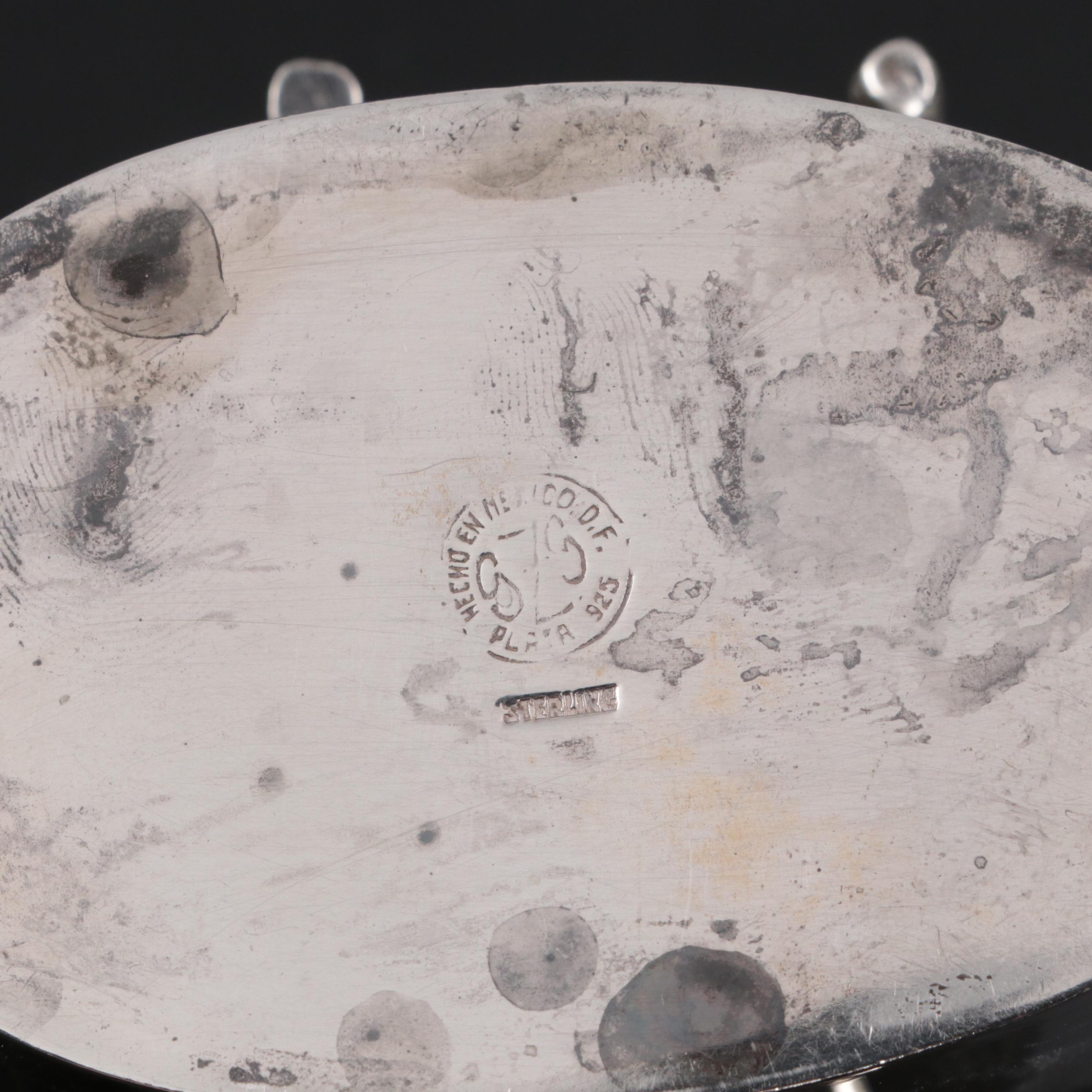 Mexican Sterling Silver Tilting Tea Kettle on Stand, Early to Mid-20th Century