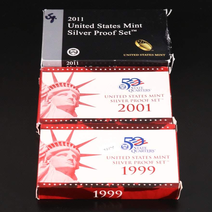 Three U.S. Mint Silver Proof Sets