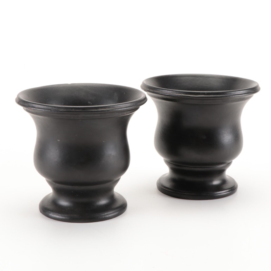 Italian Tiffany & Co. Black Earthenware Planters