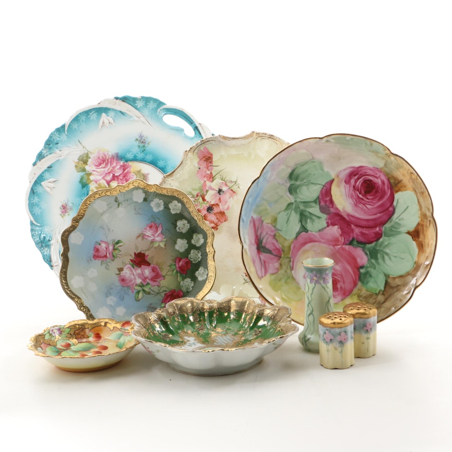 Empire, Limoges, Nippon, and Other Floral Porcelain Tableware, 20th Century