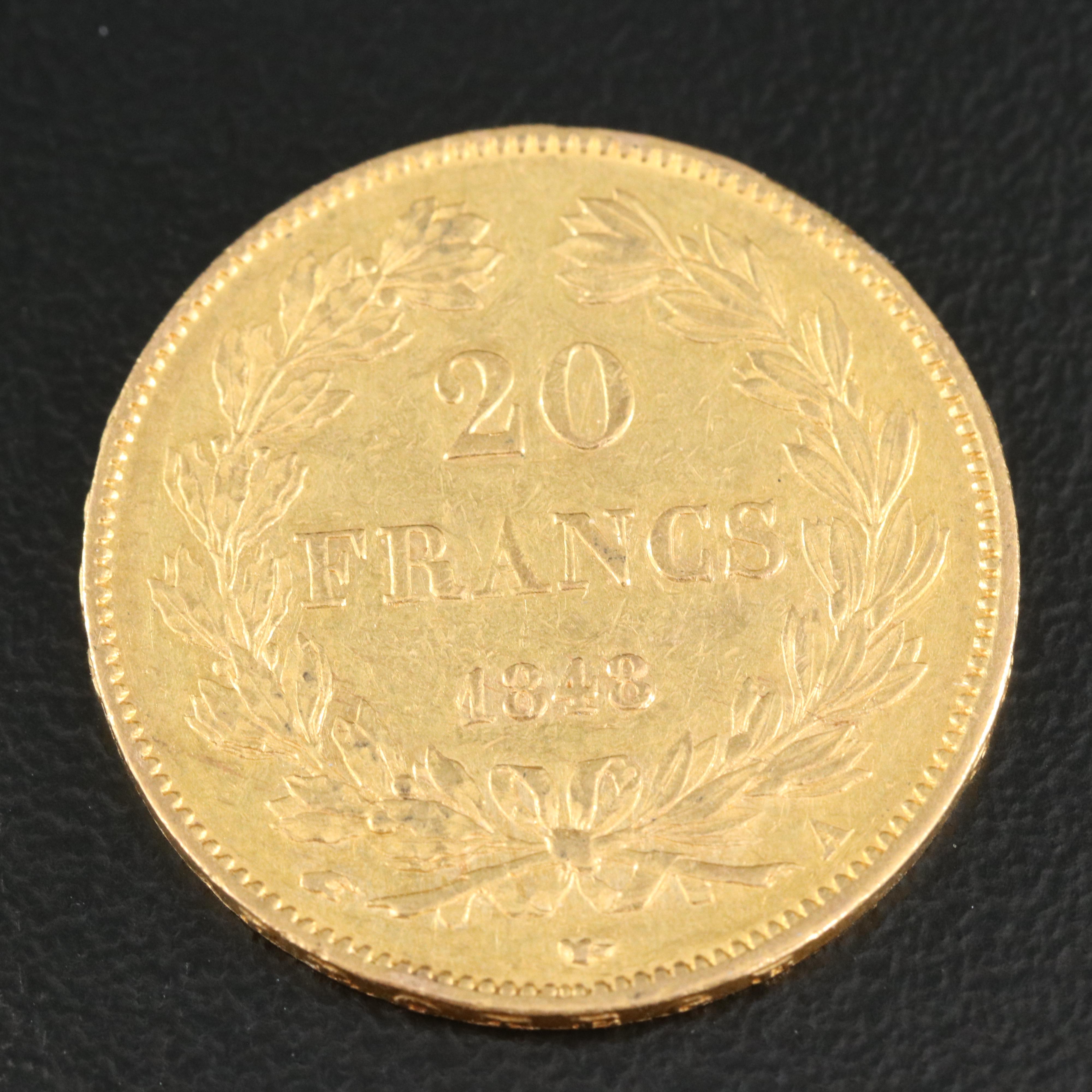 1848 A France Twenty Francs Gold Coin