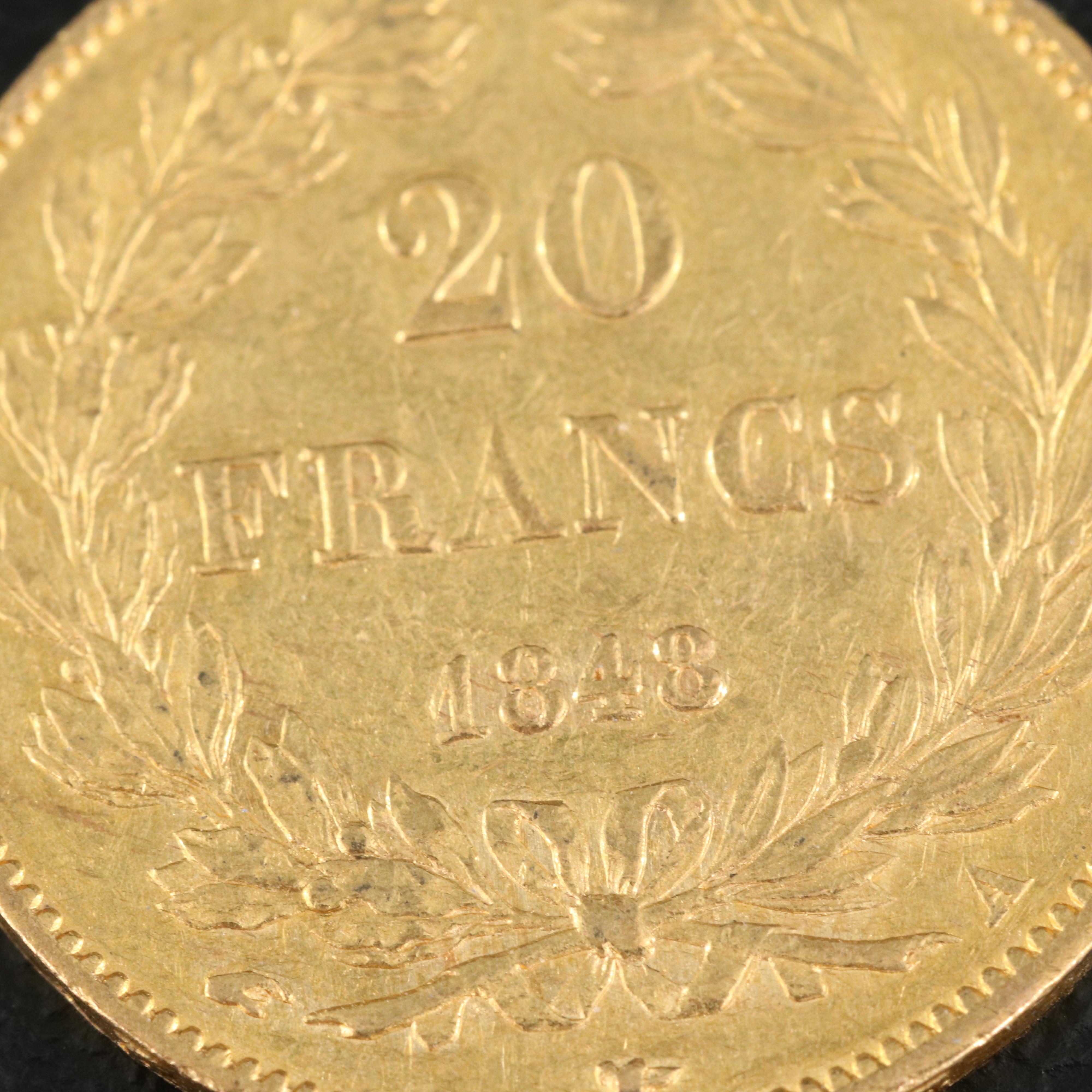 1848 A France Twenty Francs Gold Coin