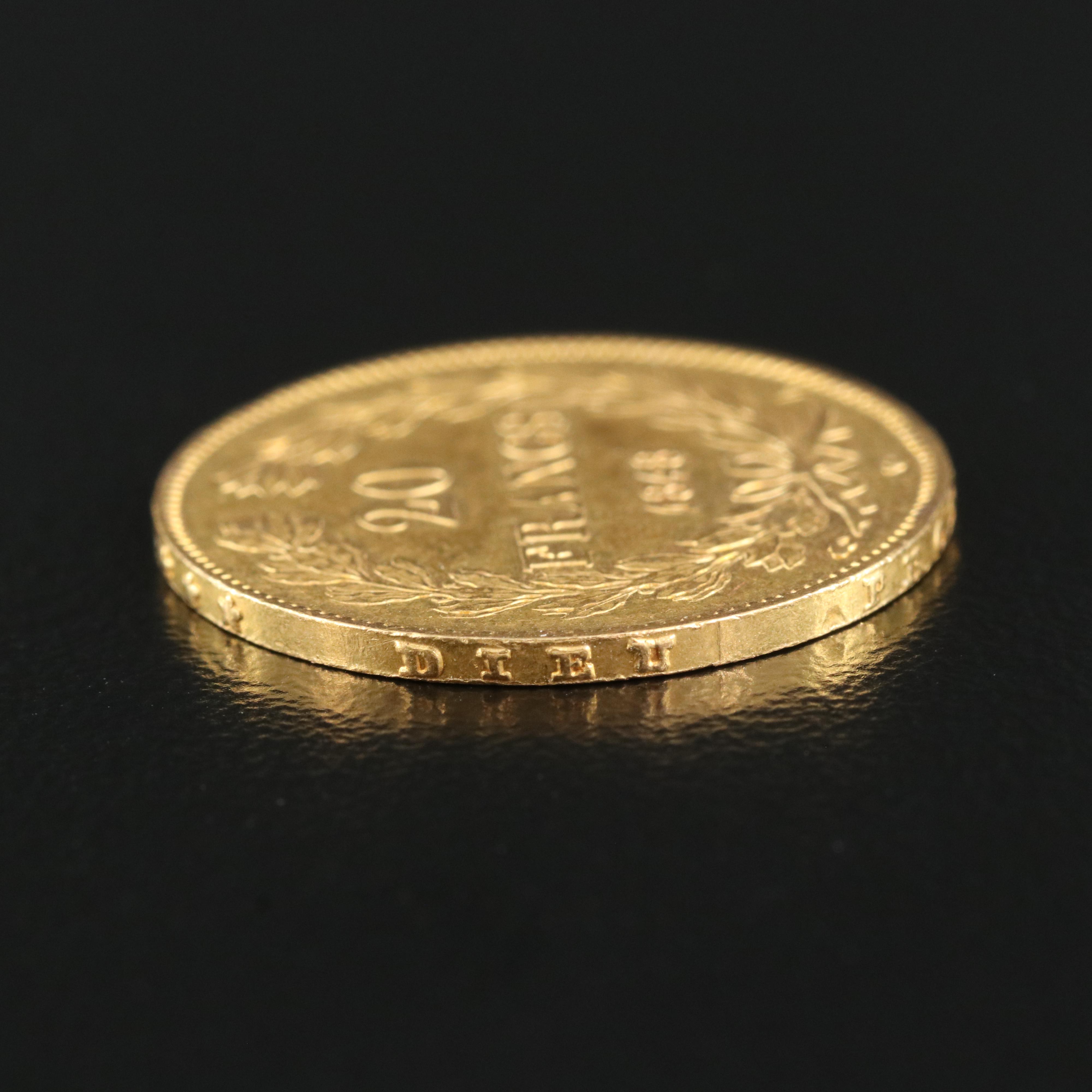 1848 A France Twenty Francs Gold Coin