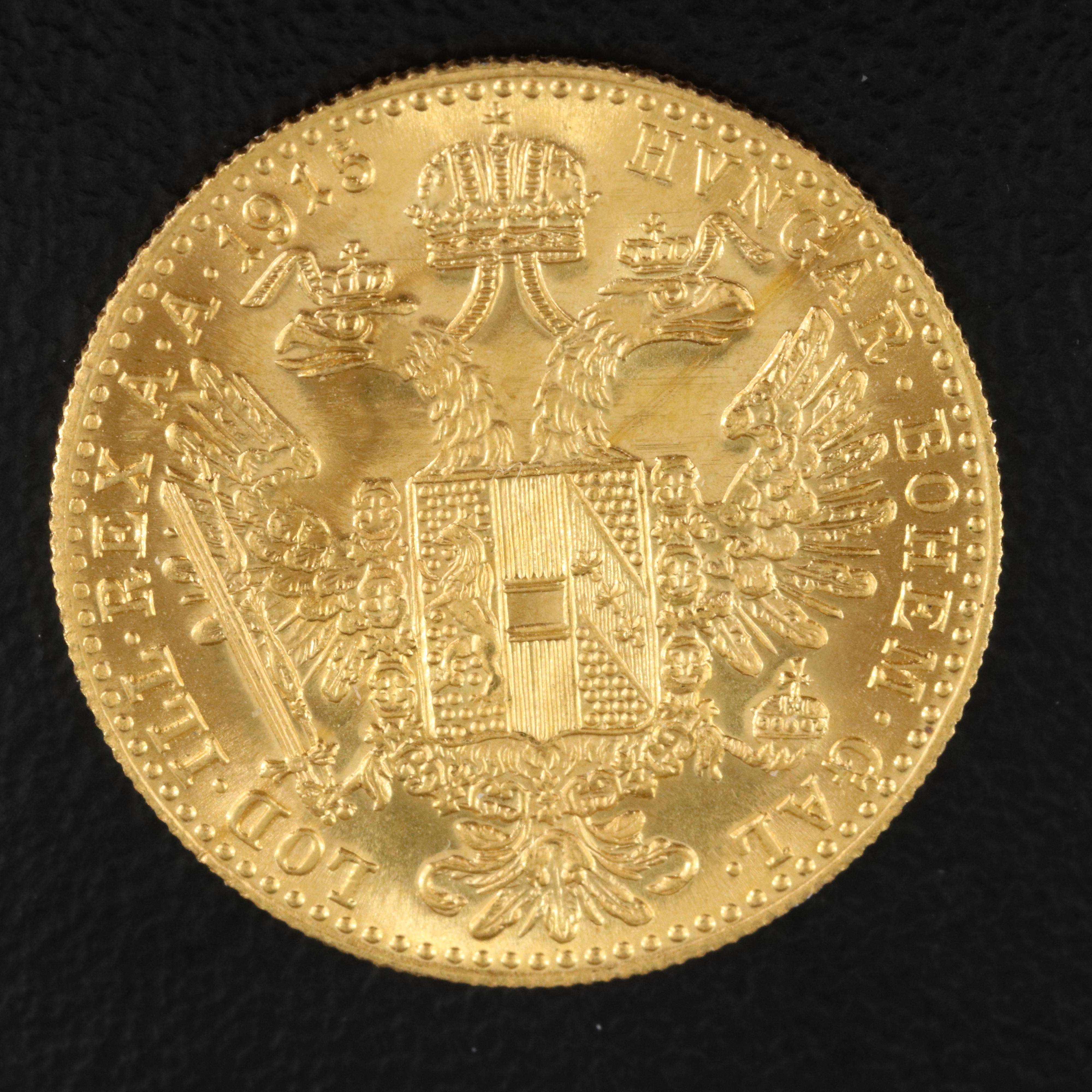 1915 Austrian One Ducat Gold Coin Re-strike