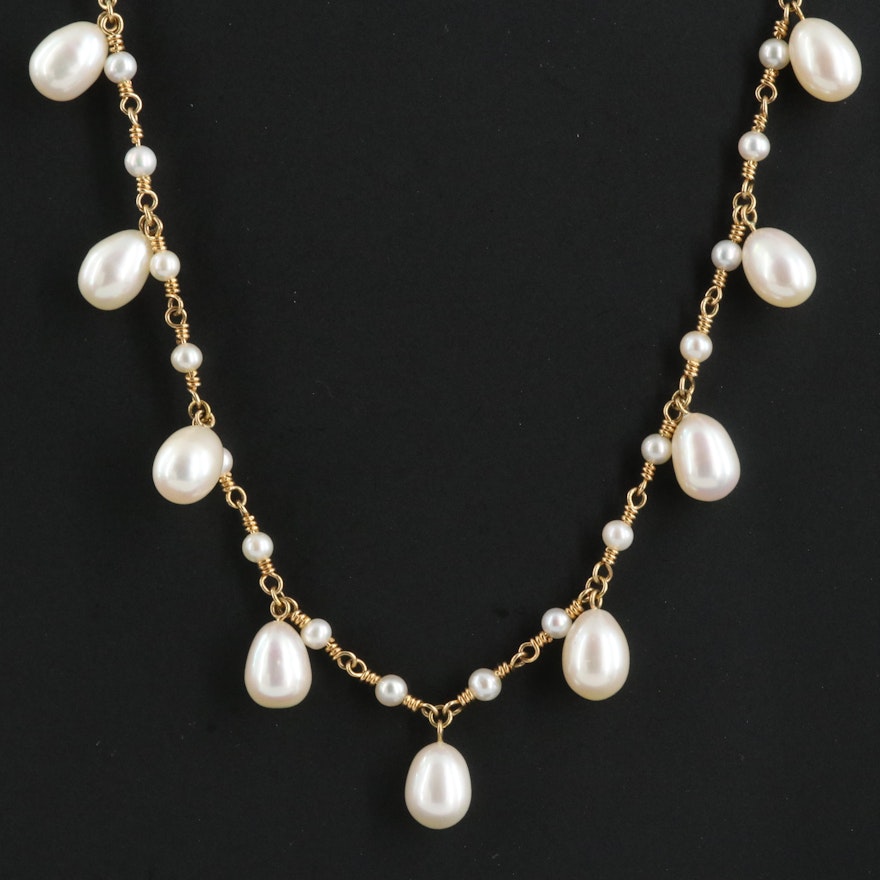 Tiffany & Co. 18K Pearl Station Necklace