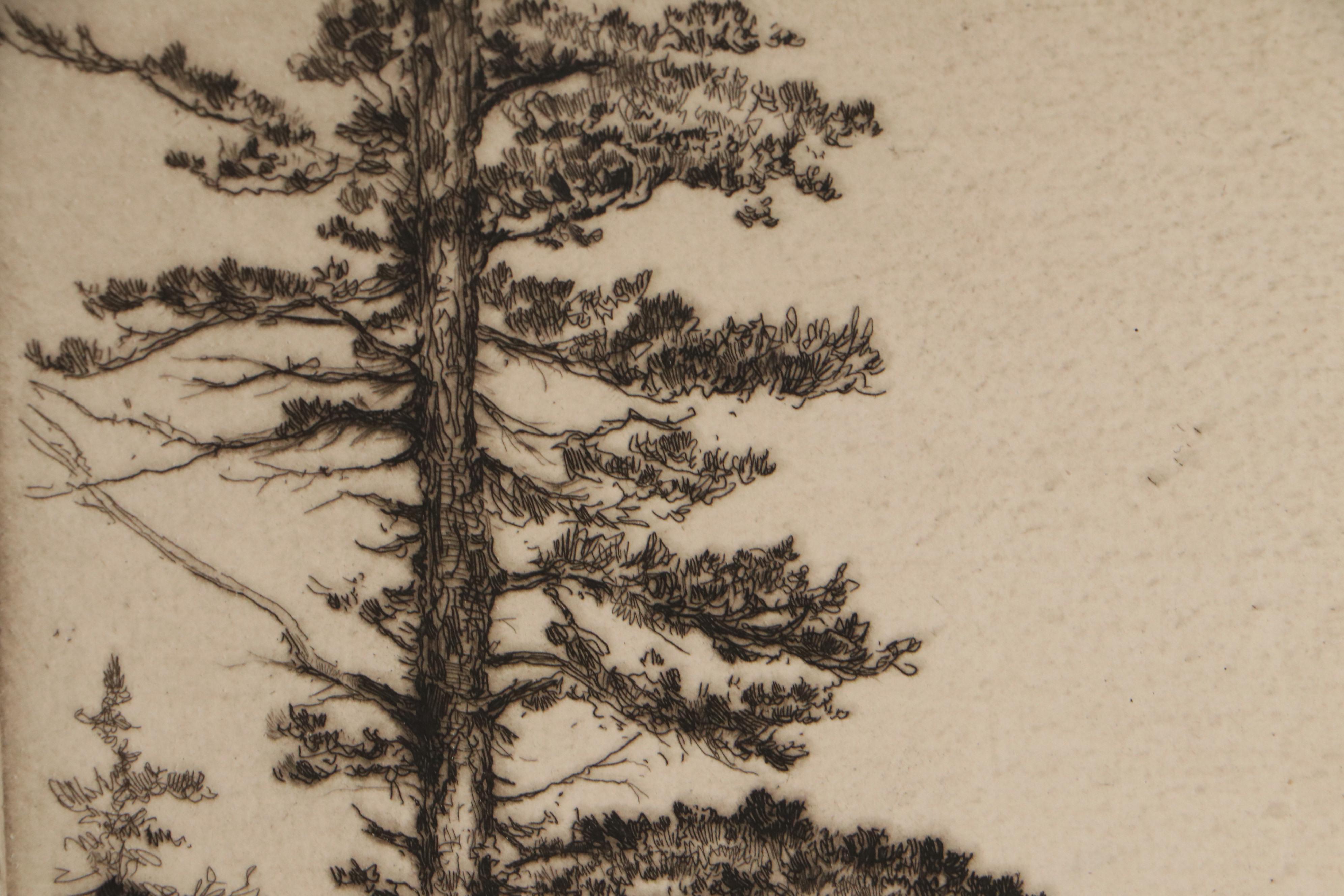 Lee Sturges Wilderness Etching "Upper St. Mary's Lake, Glacier Park," 1922