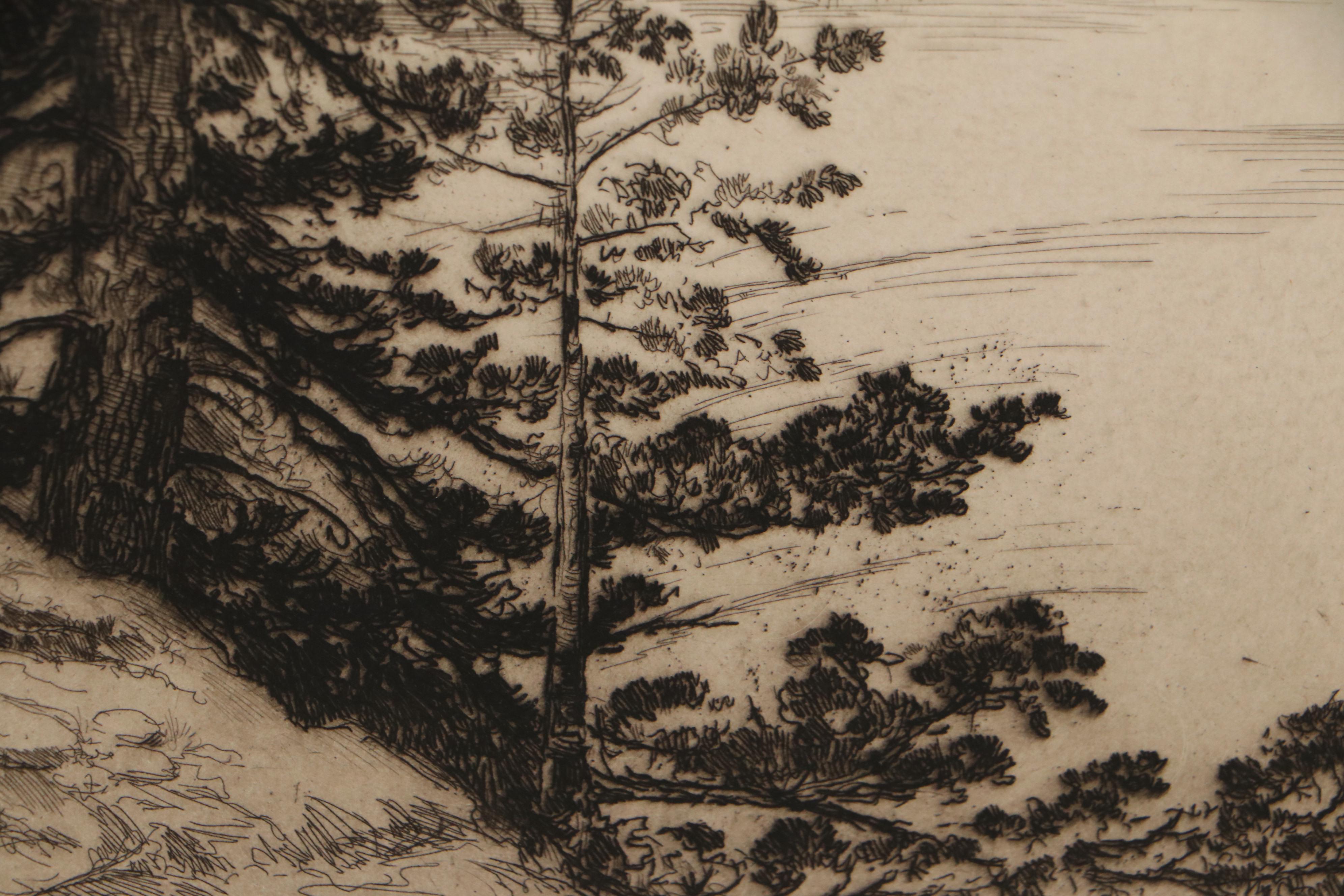 Lee Sturges Wilderness Etching "Upper St. Mary's Lake, Glacier Park," 1922