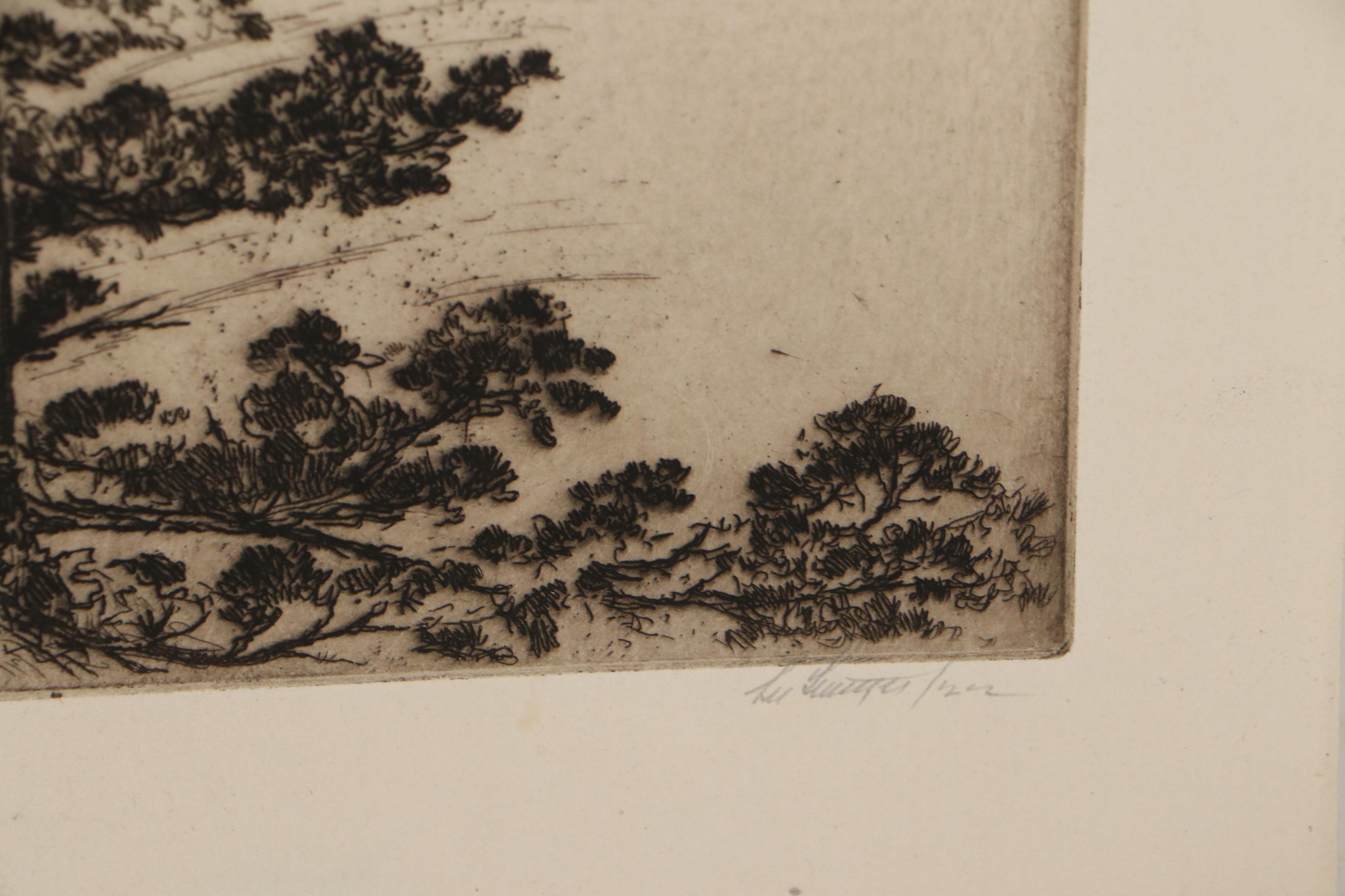 Lee Sturges Wilderness Etching "Upper St. Mary's Lake, Glacier Park," 1922