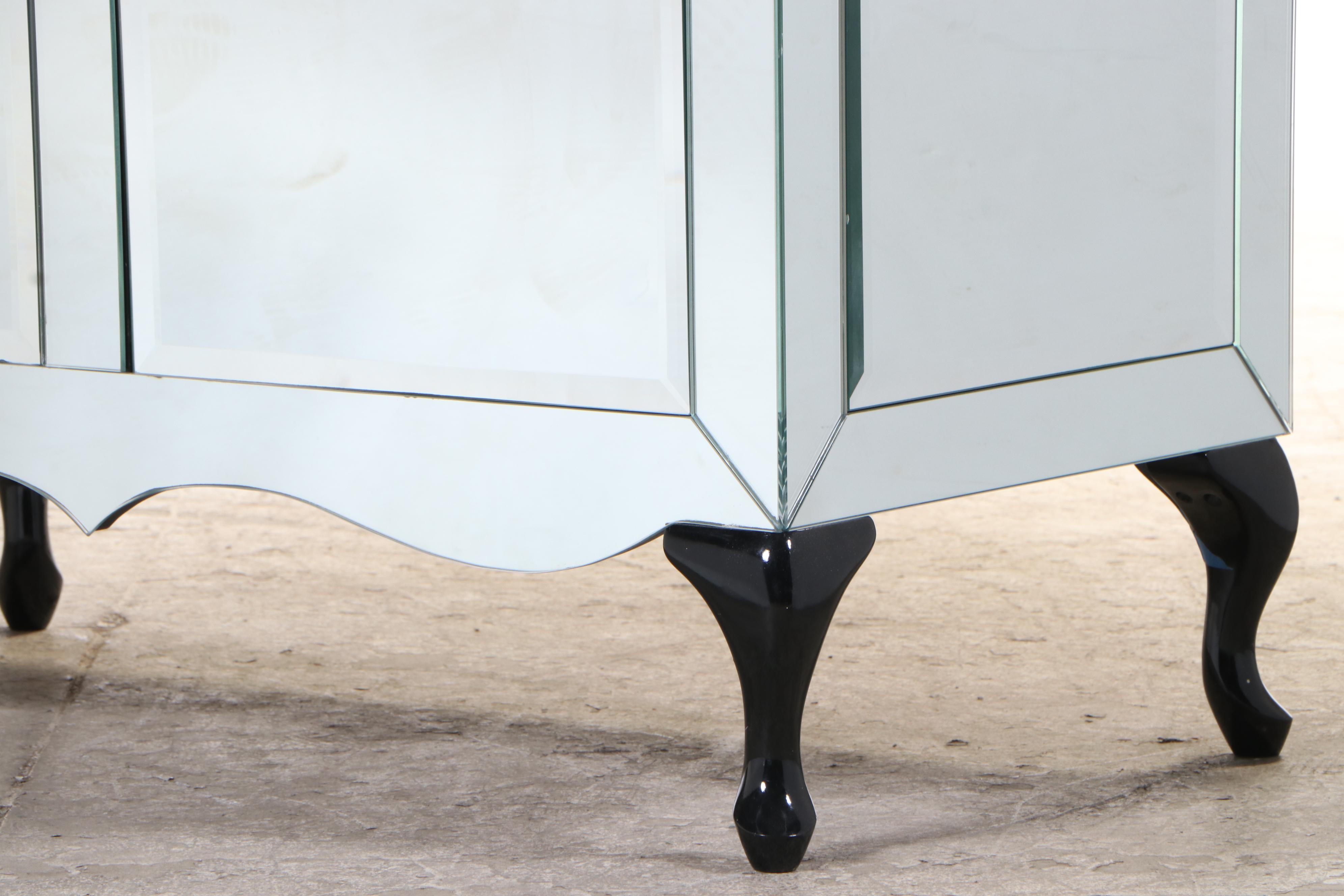 Beveled Mirrored Bathroom Vanity with Kallista Sink and Black Granite Top