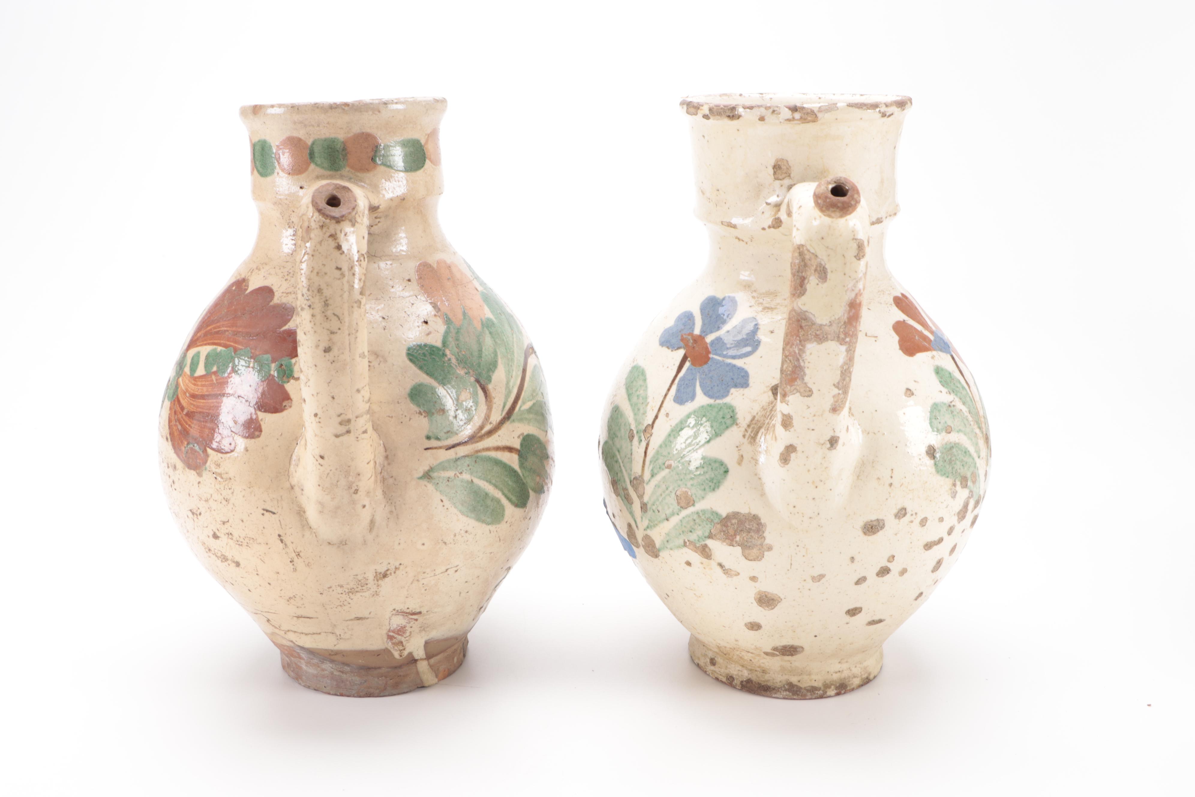 Hand-Painted Terracotta Pitchers and Amphora