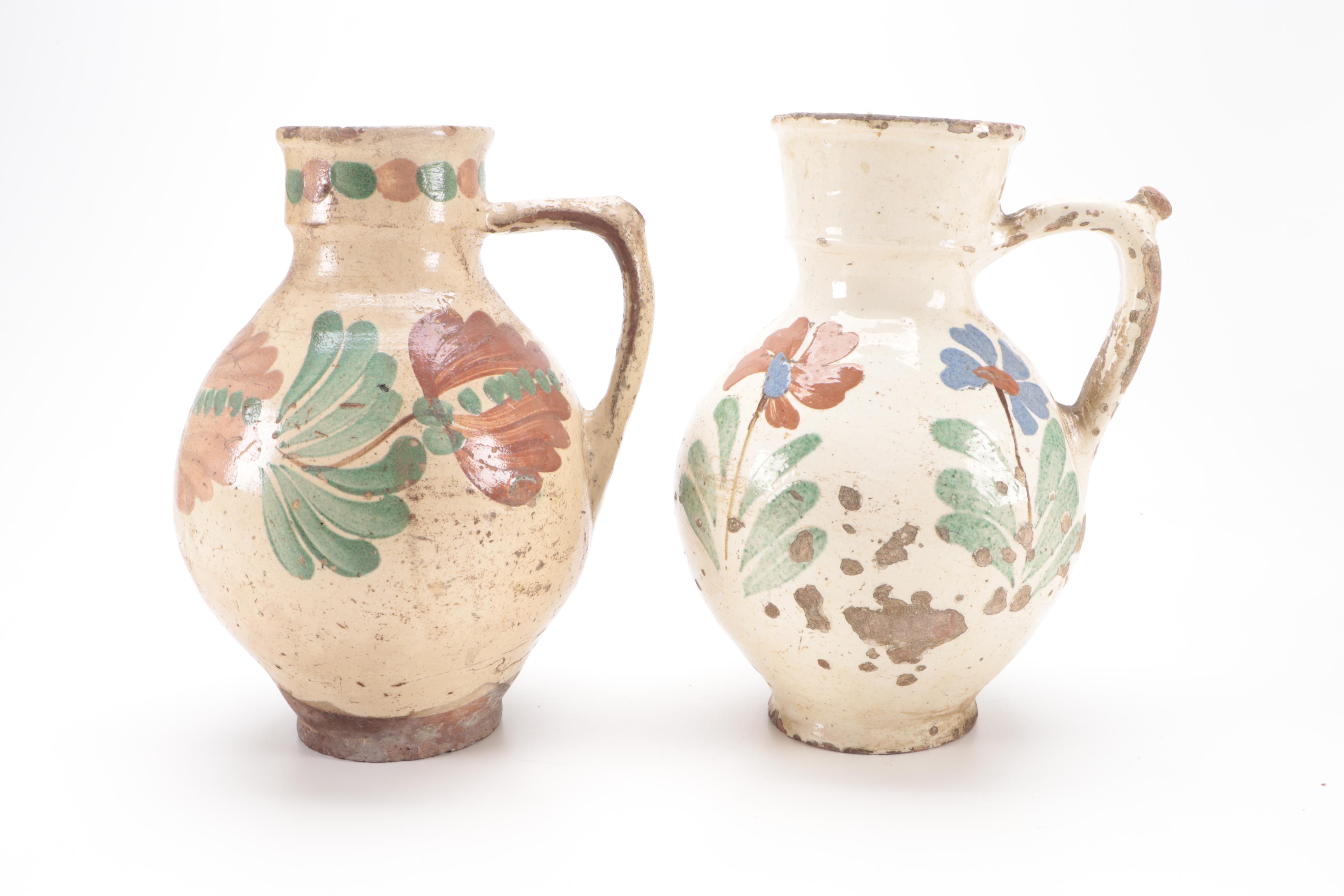 Hand-Painted Terracotta Pitchers and Amphora