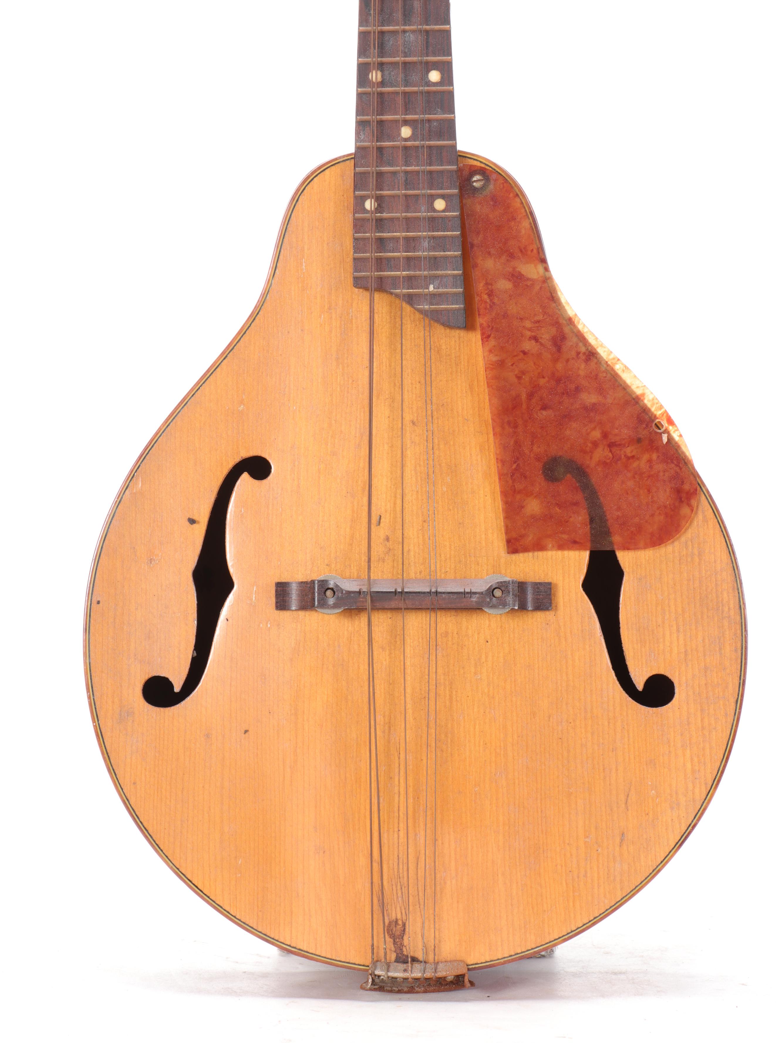 Handcrafted Mandolin With Case, Early to Mid-20th Century