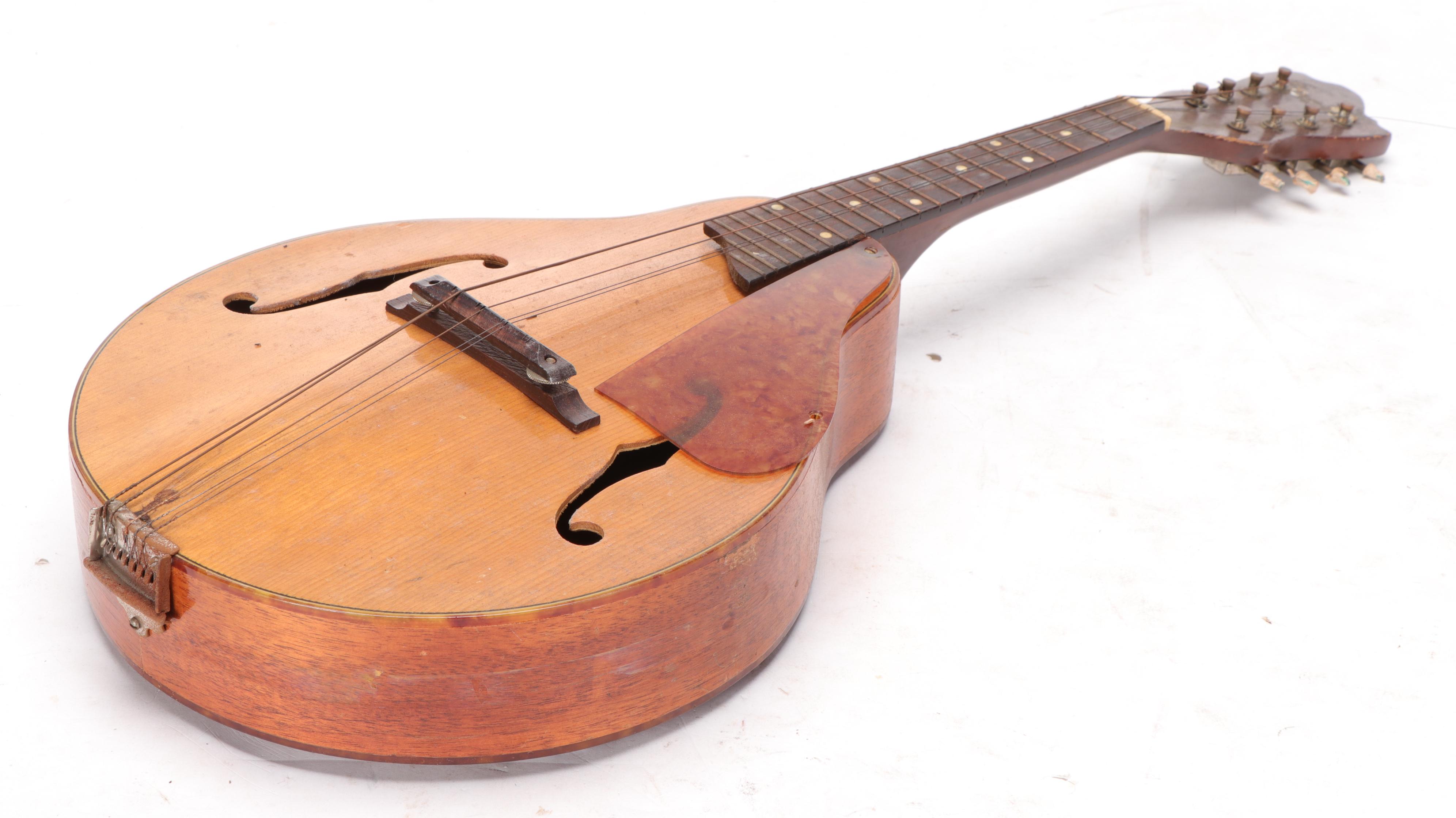 Handcrafted Mandolin With Case, Early to Mid-20th Century