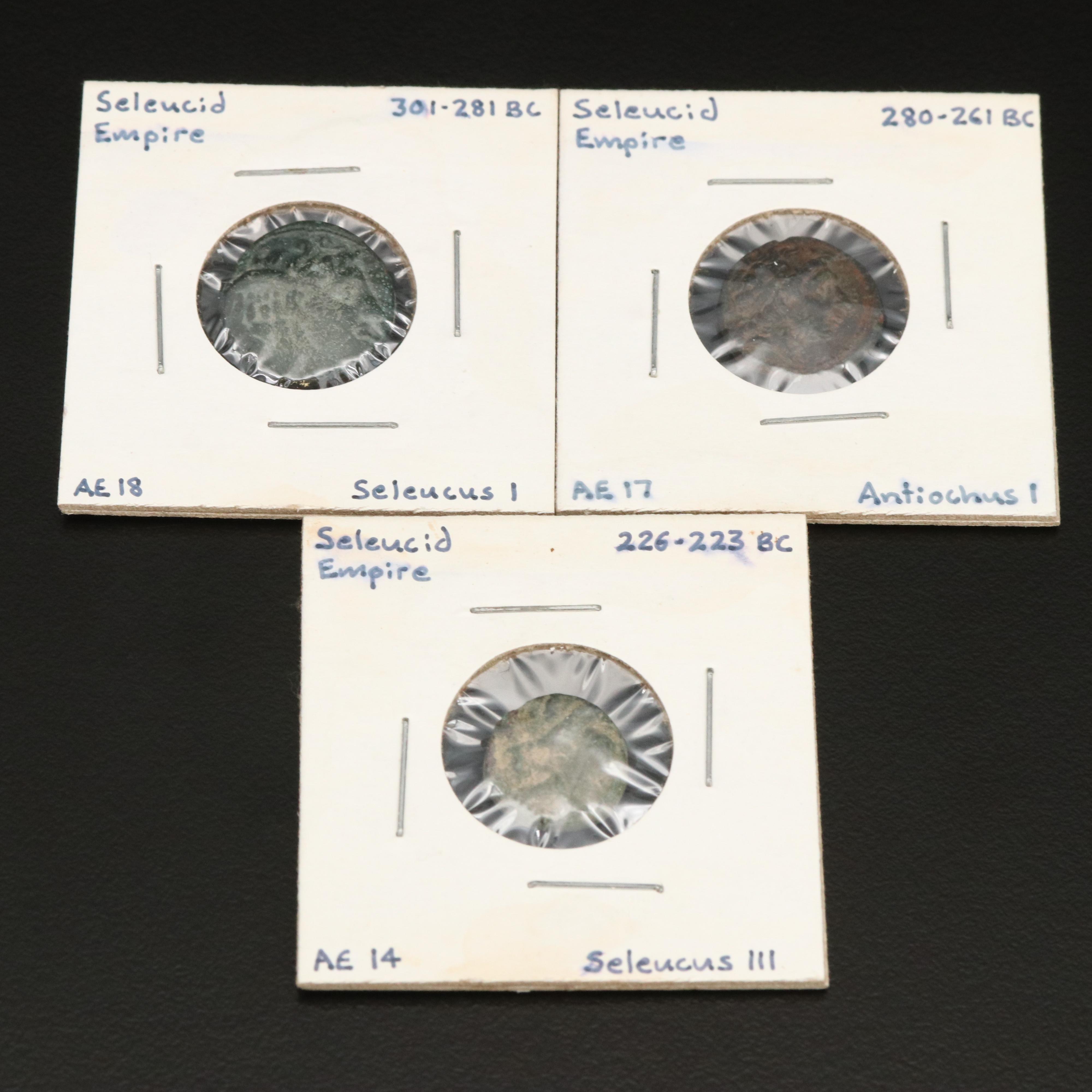 Three Ancient Seleucid Empire Bronze Coins