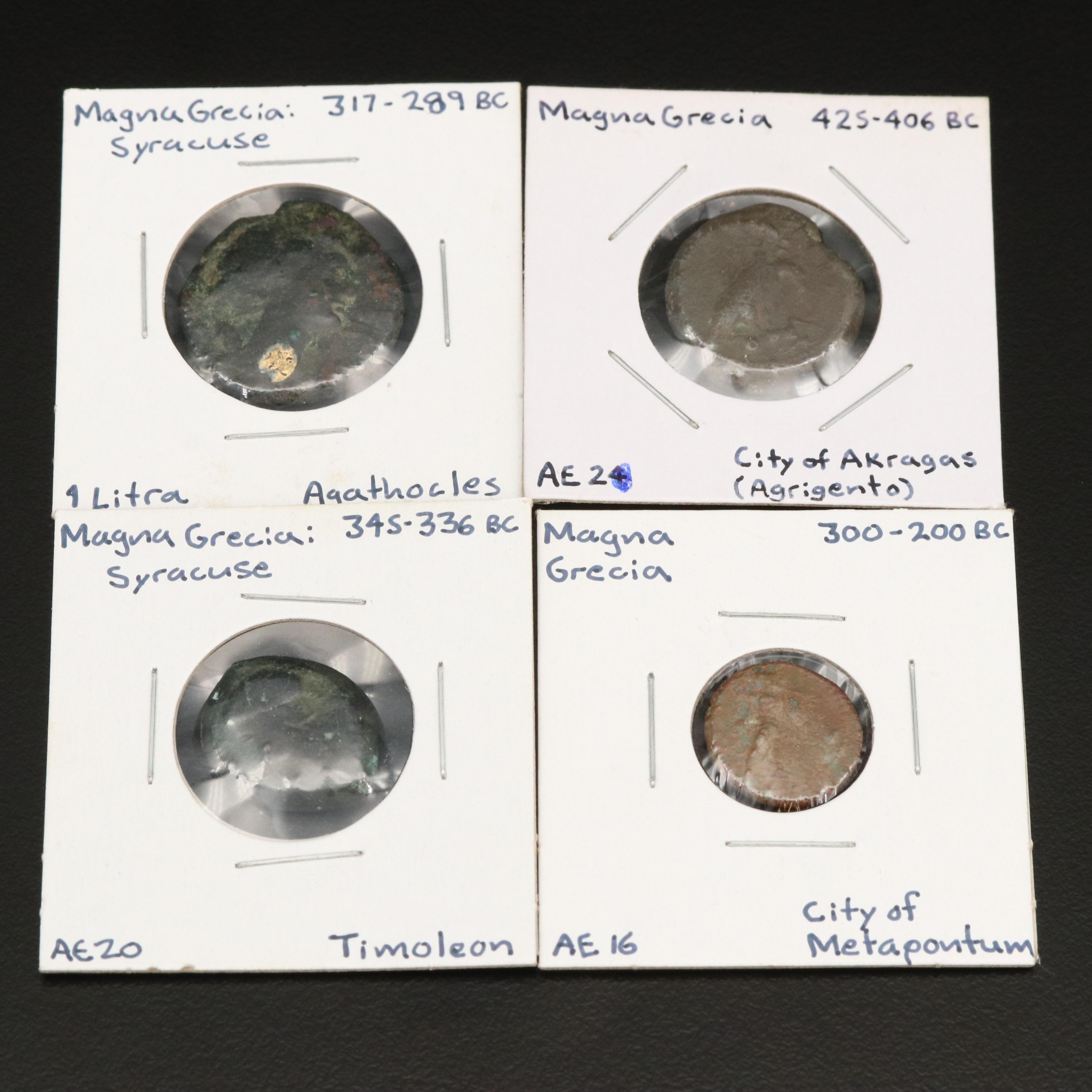 Four Ancient Greek Bronze Coins