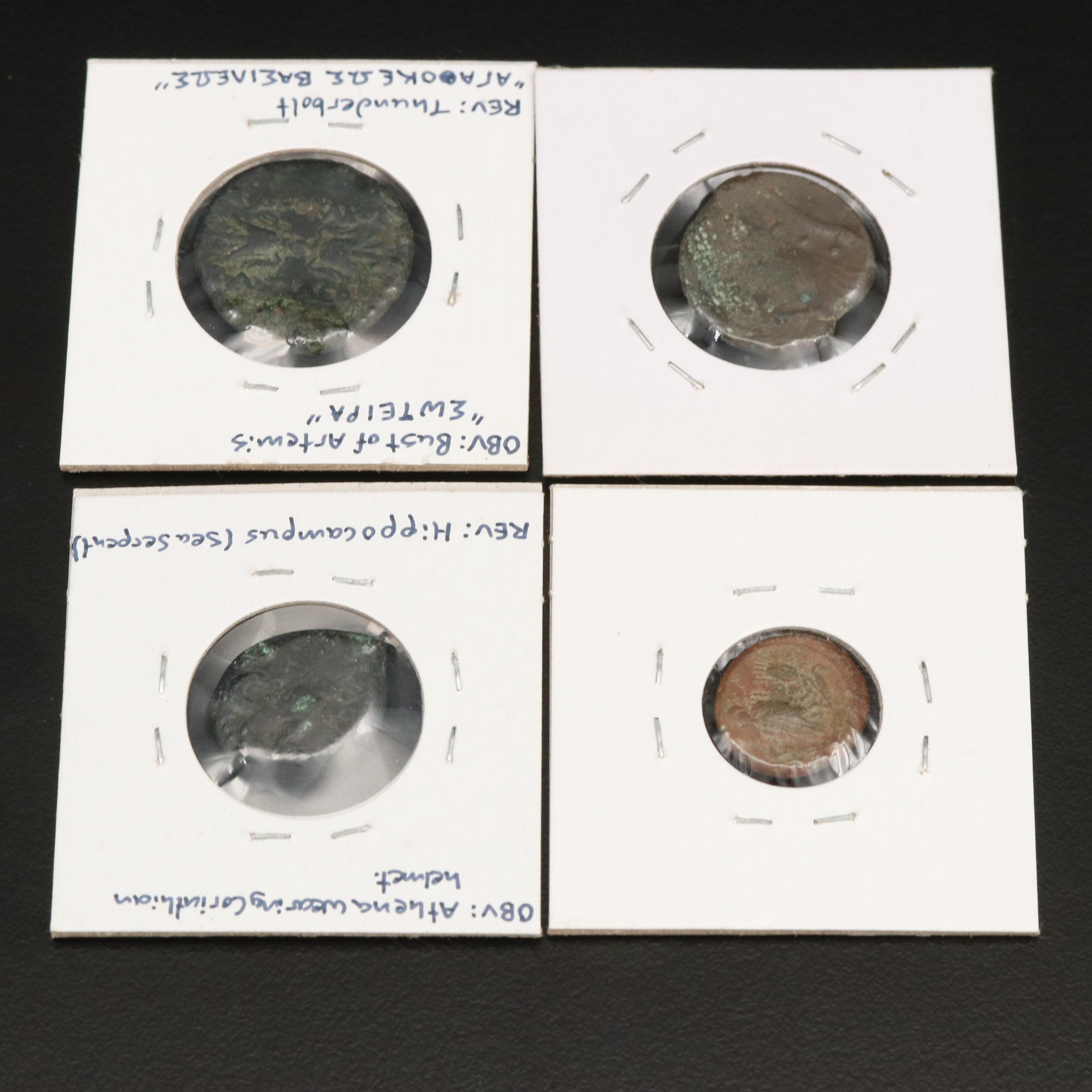 Four Ancient Greek Bronze Coins