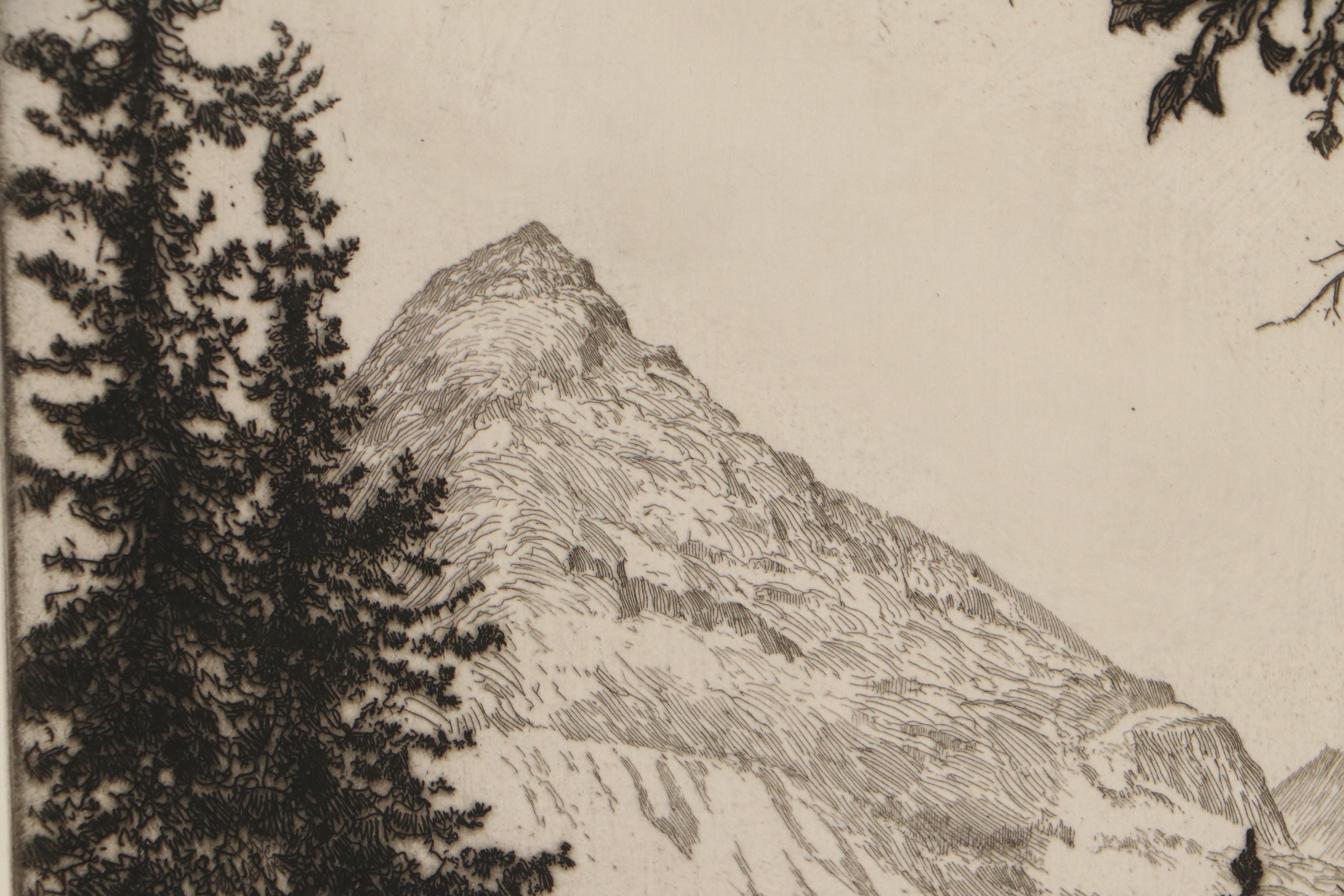 Lee Sturges Etching "Cut Bank Creek, a Rocky Mountain Trout Stream," 1922