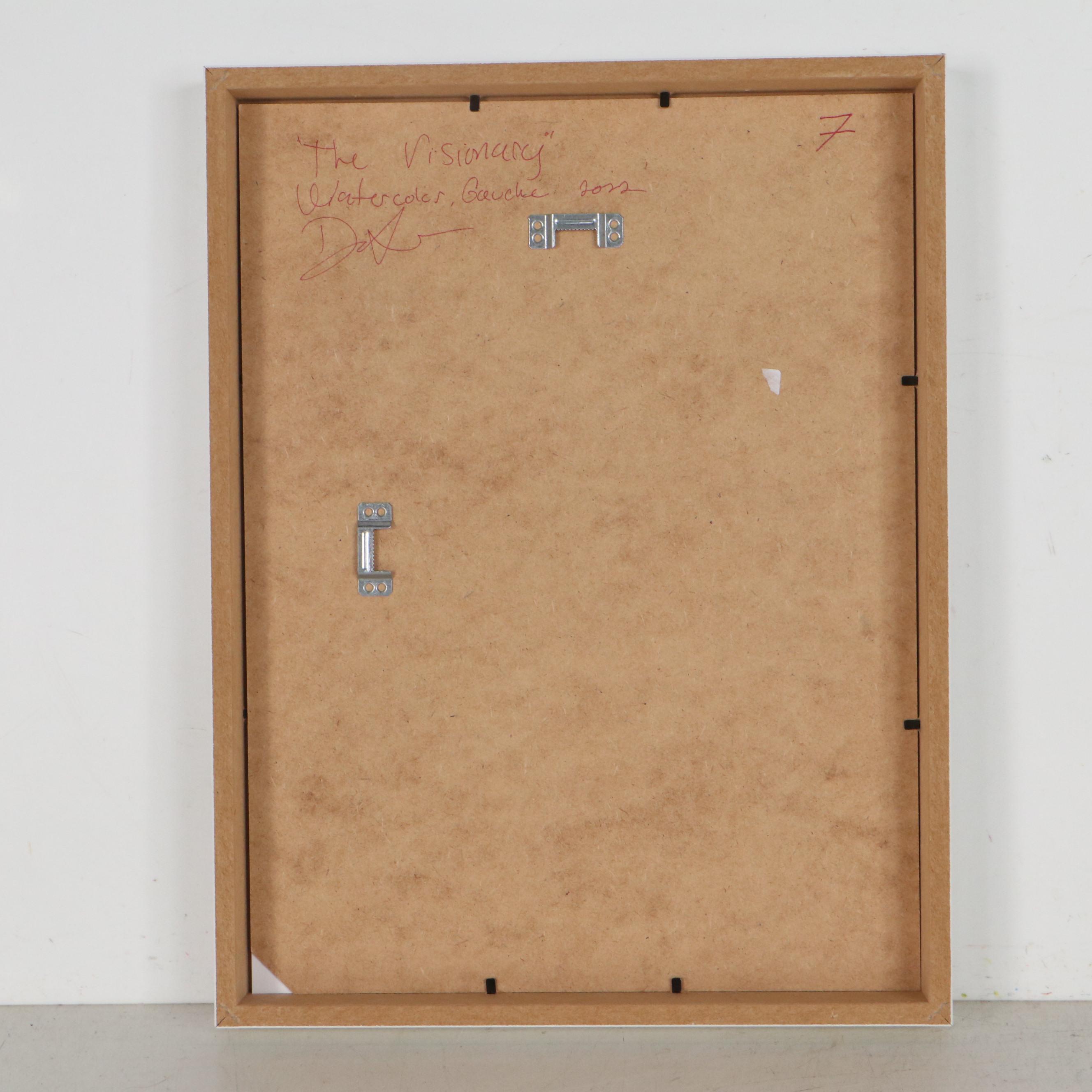 Daniel Sabau Portrait Watercolor and Gouache Painting "The Visionary," 2022