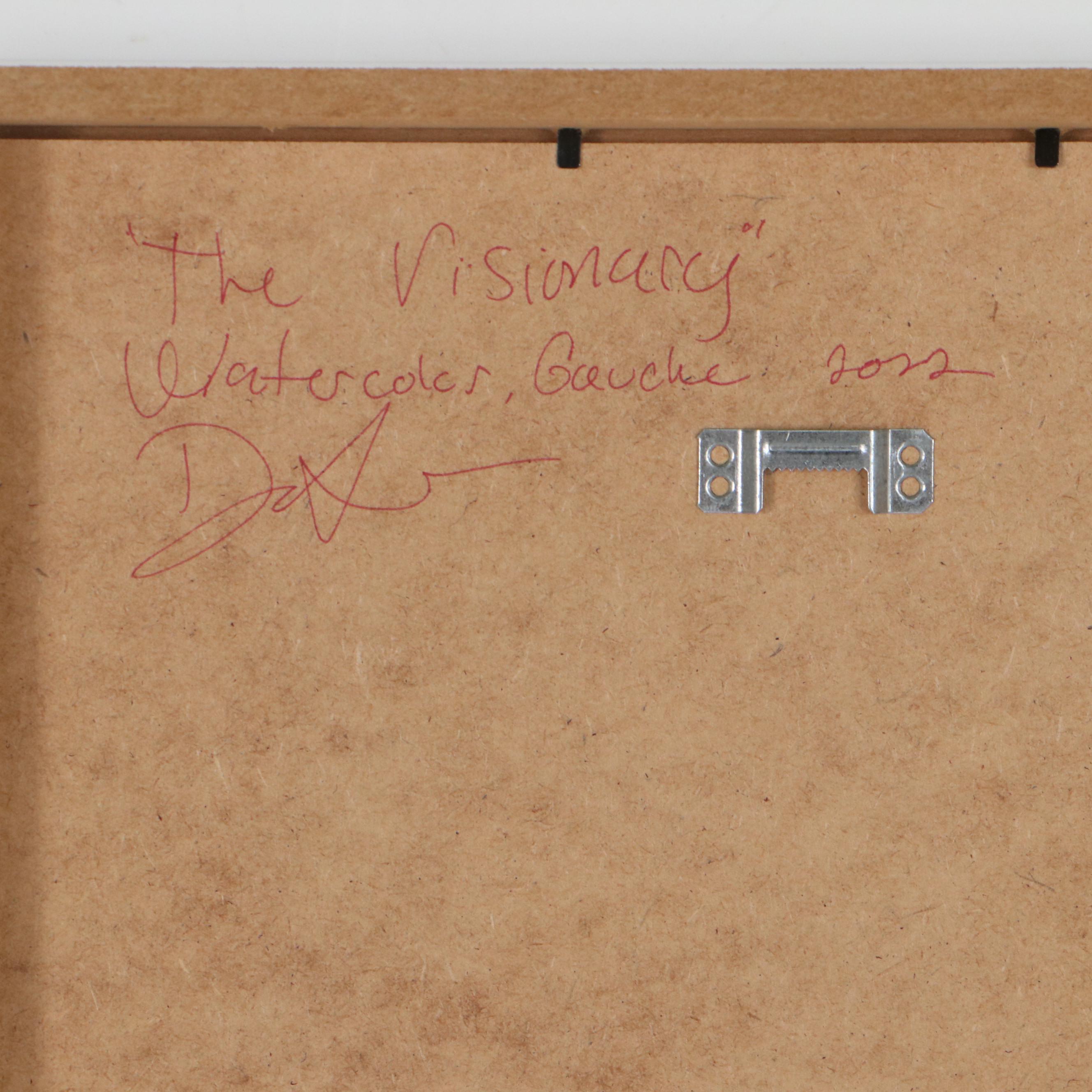 Daniel Sabau Portrait Watercolor and Gouache Painting "The Visionary," 2022