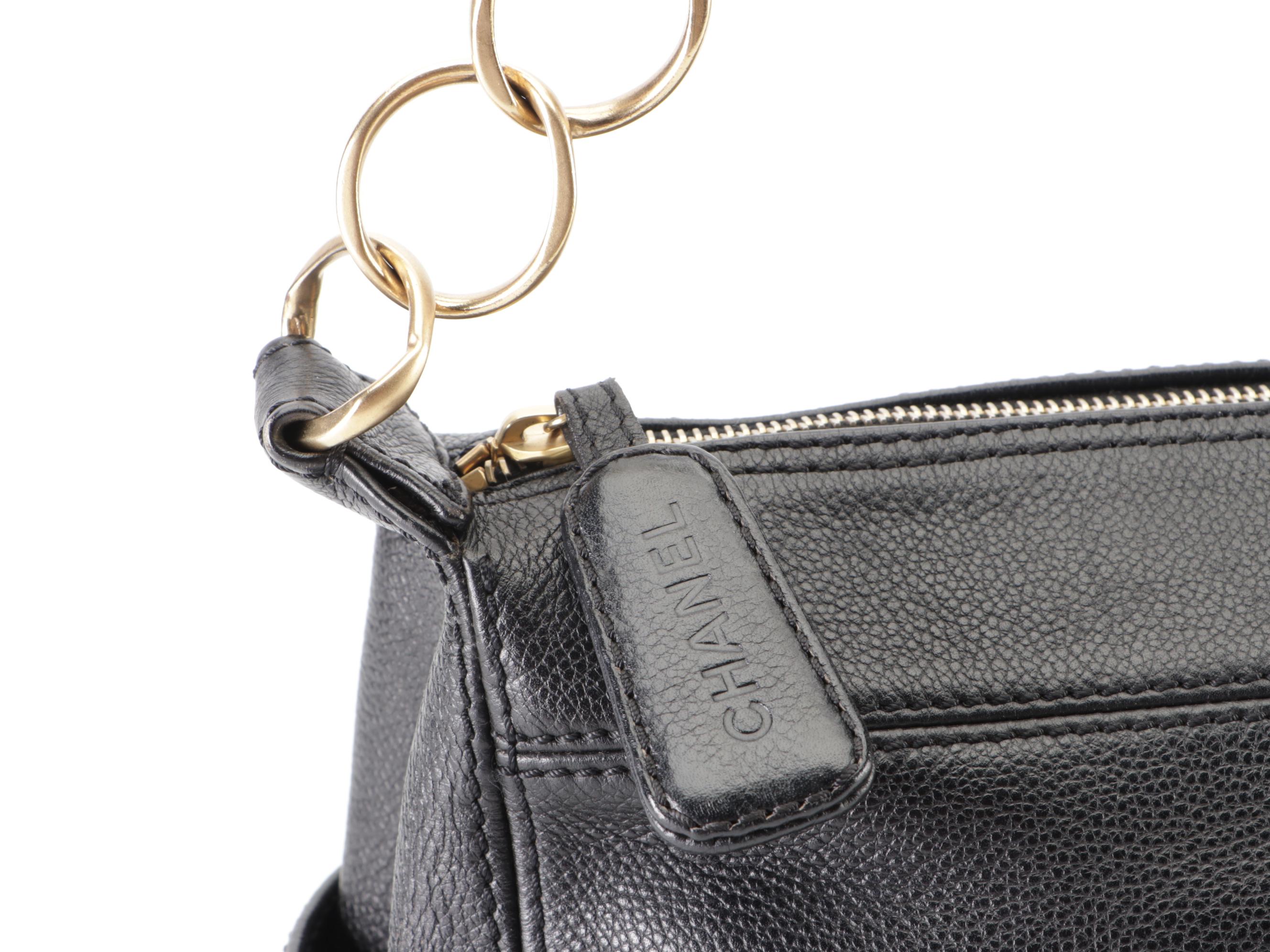 Chanel Chain Link Shoulder Bag in Black Caviar Leather