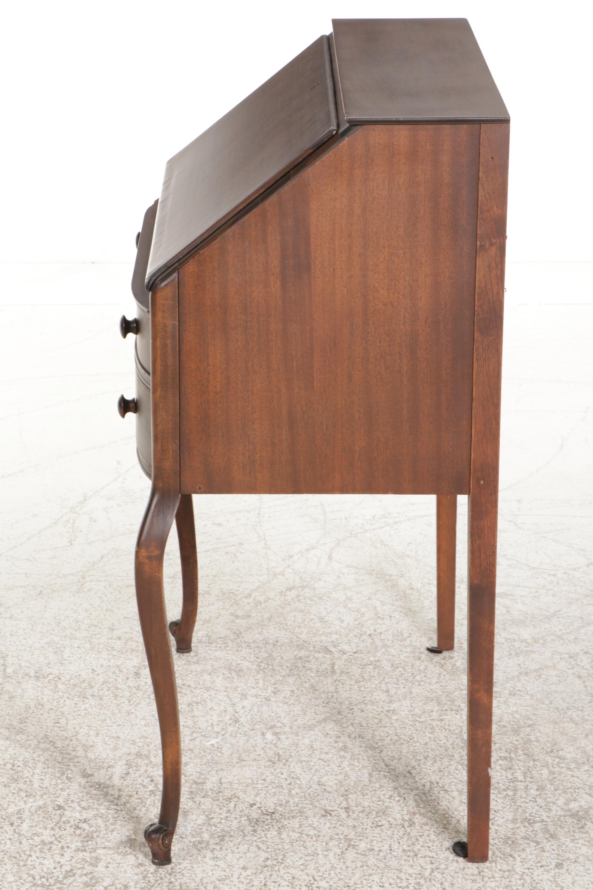 Paine Furniture French Provincial Style Walnut Drop-Front Desk with Chair