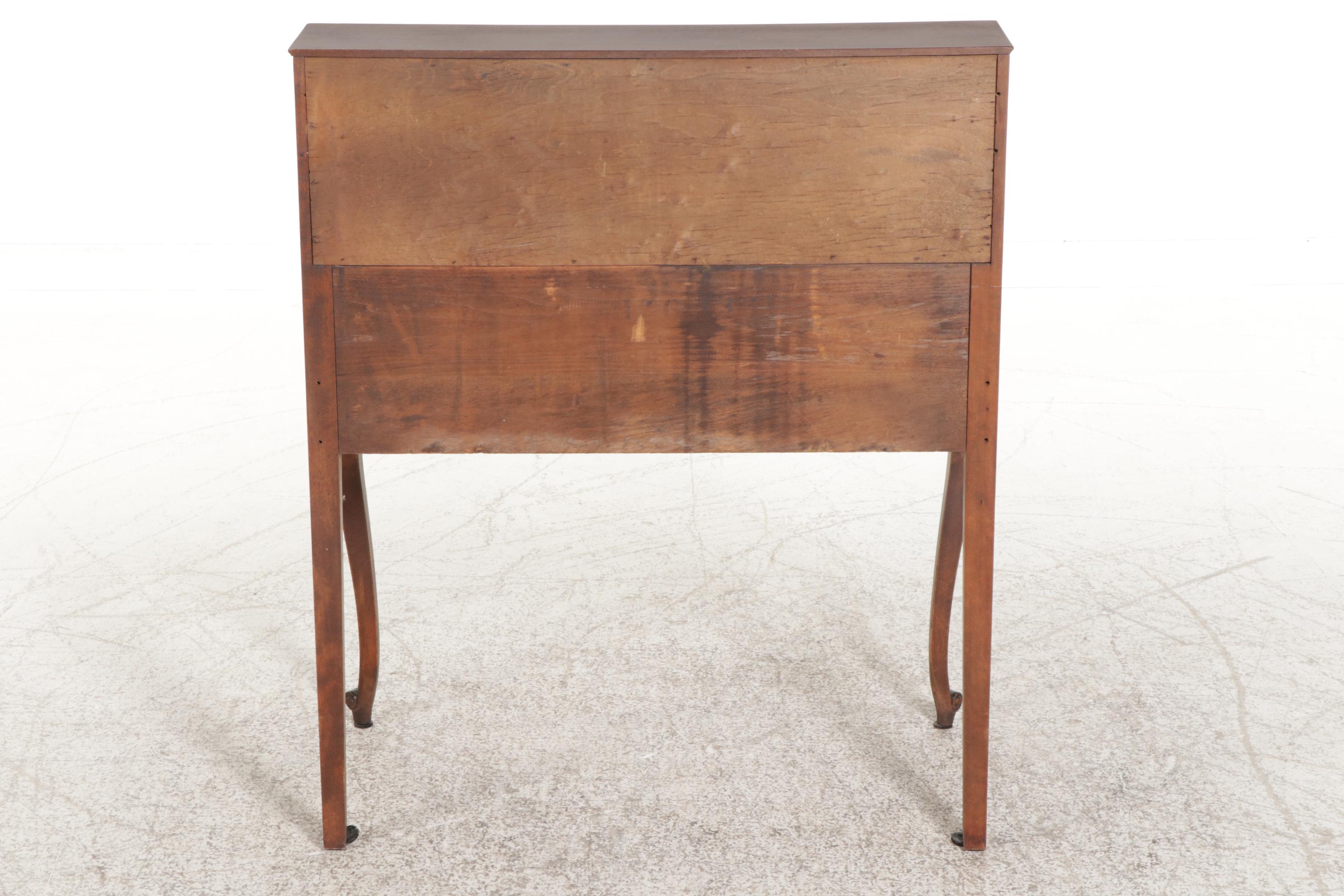 Paine Furniture French Provincial Style Walnut Drop-Front Desk with Chair