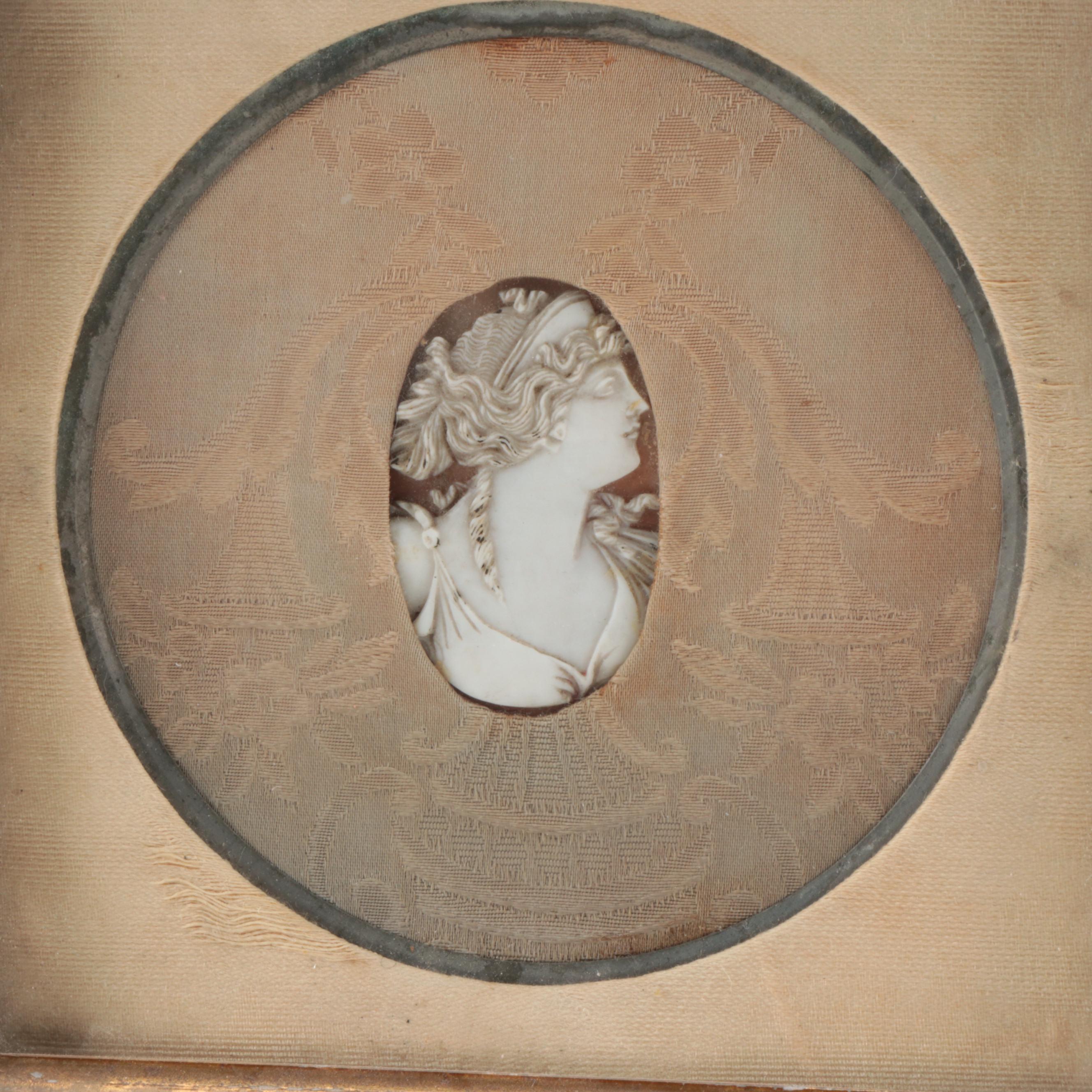 Victorian Framed Cameo Carved Shell Medallion, Antique