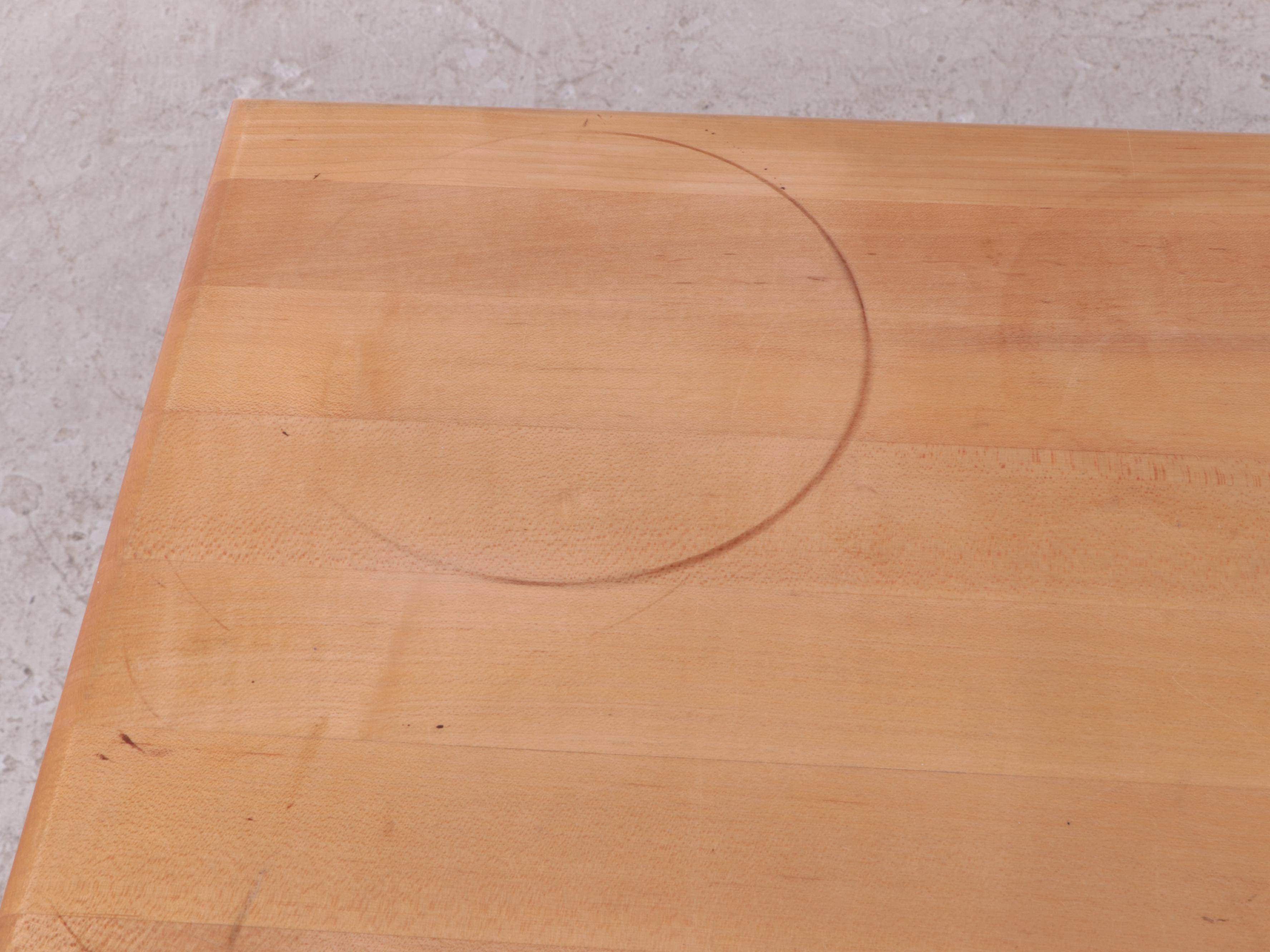 White-Painted Kitchen Work Table with Maple Butcher Block Top, Late 20th Century