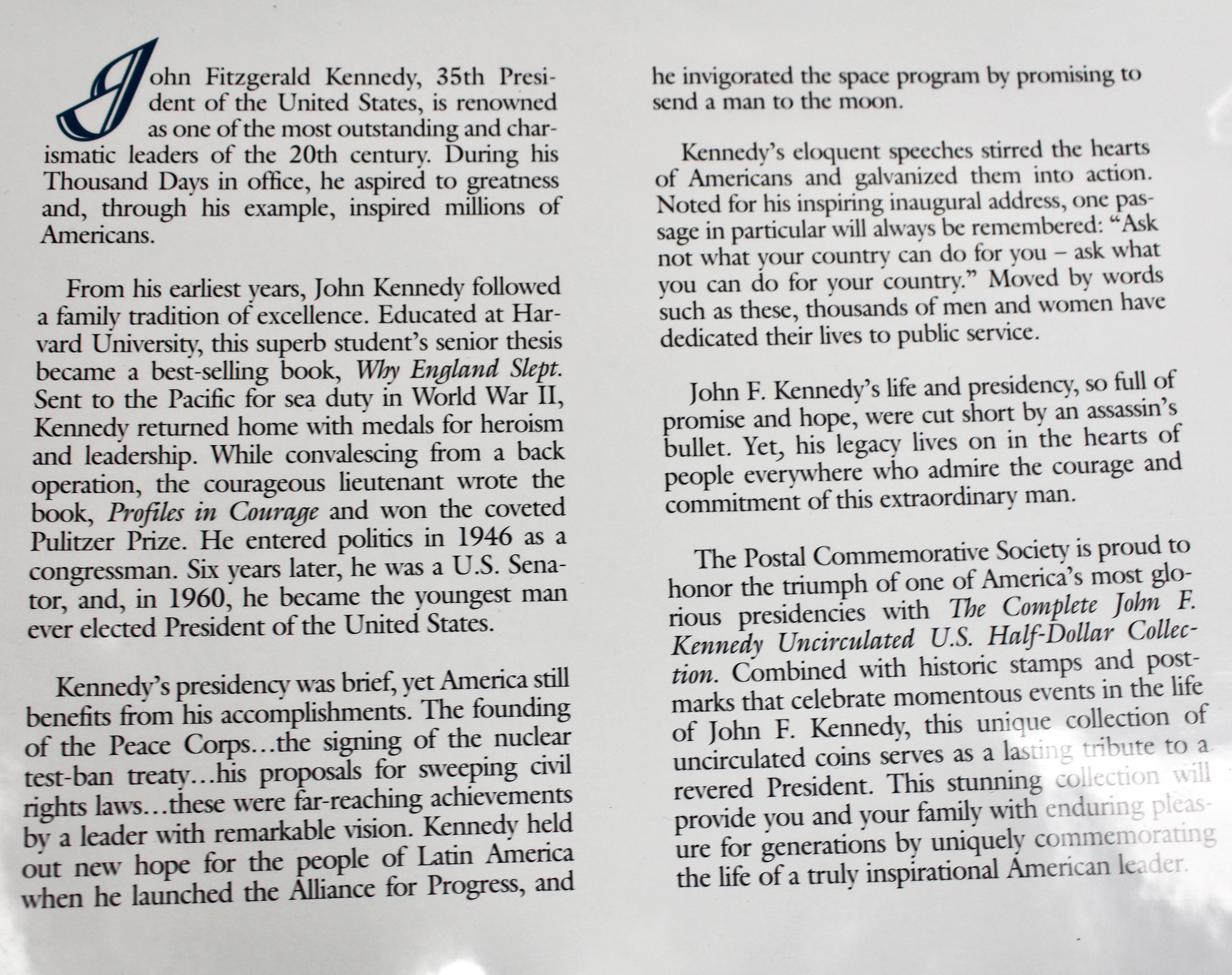 Complete Two Volume John F. Kennedy Uncirculated U.S. Half Dollar Collection