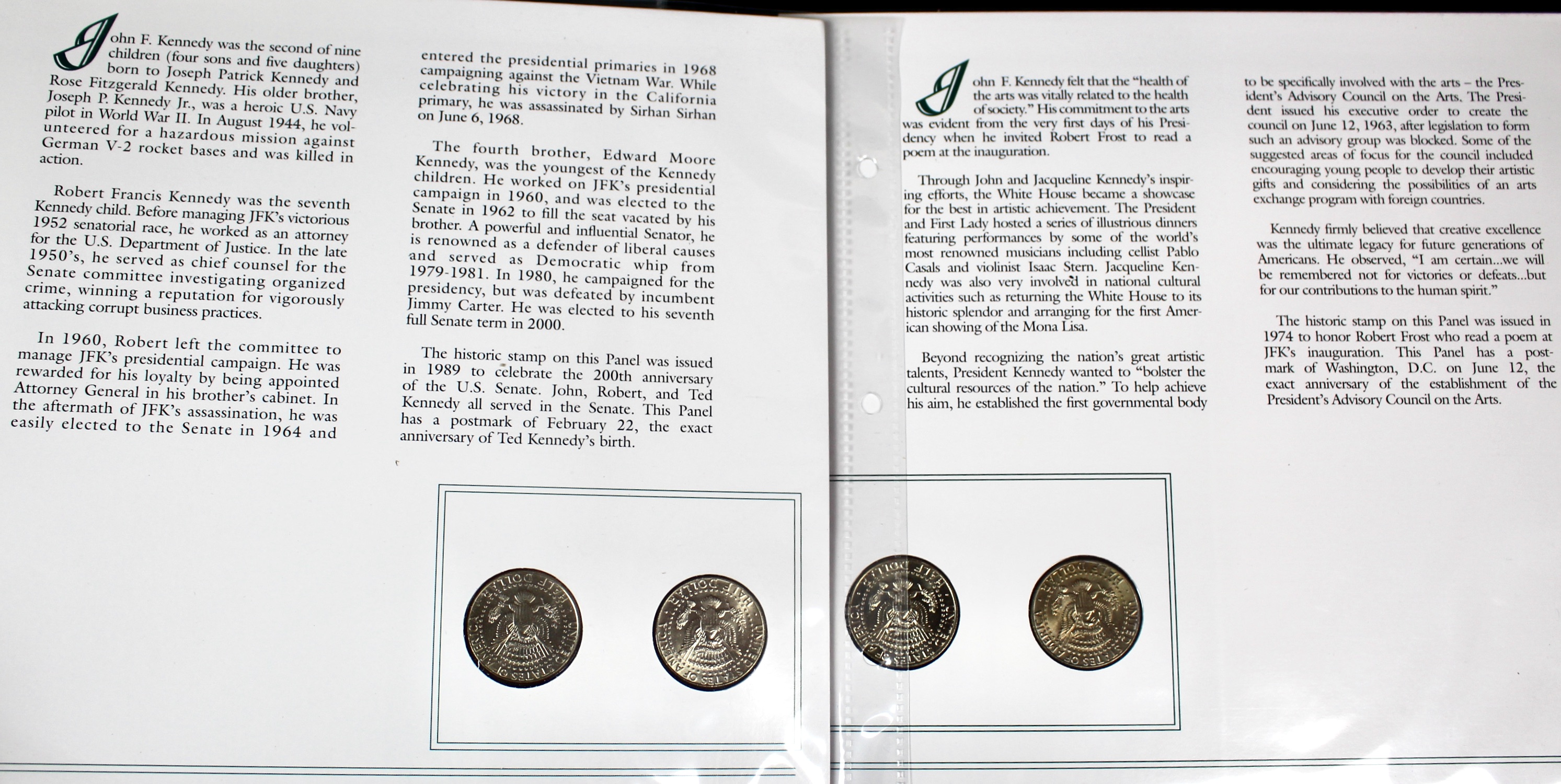 Complete Two Volume John F. Kennedy Uncirculated U.S. Half Dollar Collection