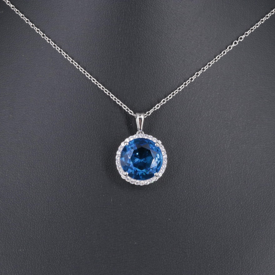 Sterling Silver Topaz Pendant Necklace