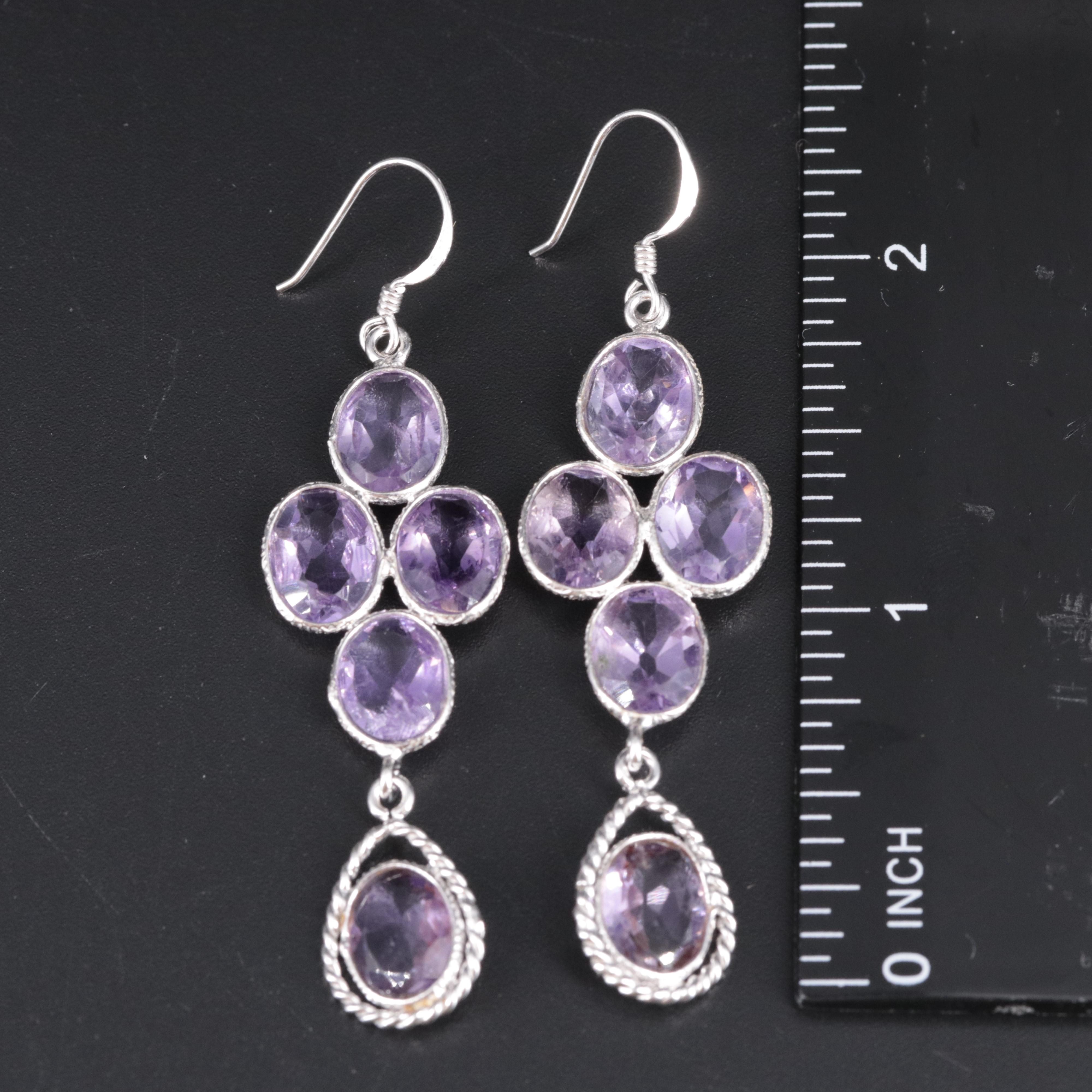 Sterling Silver Gemstone Drop Earrings