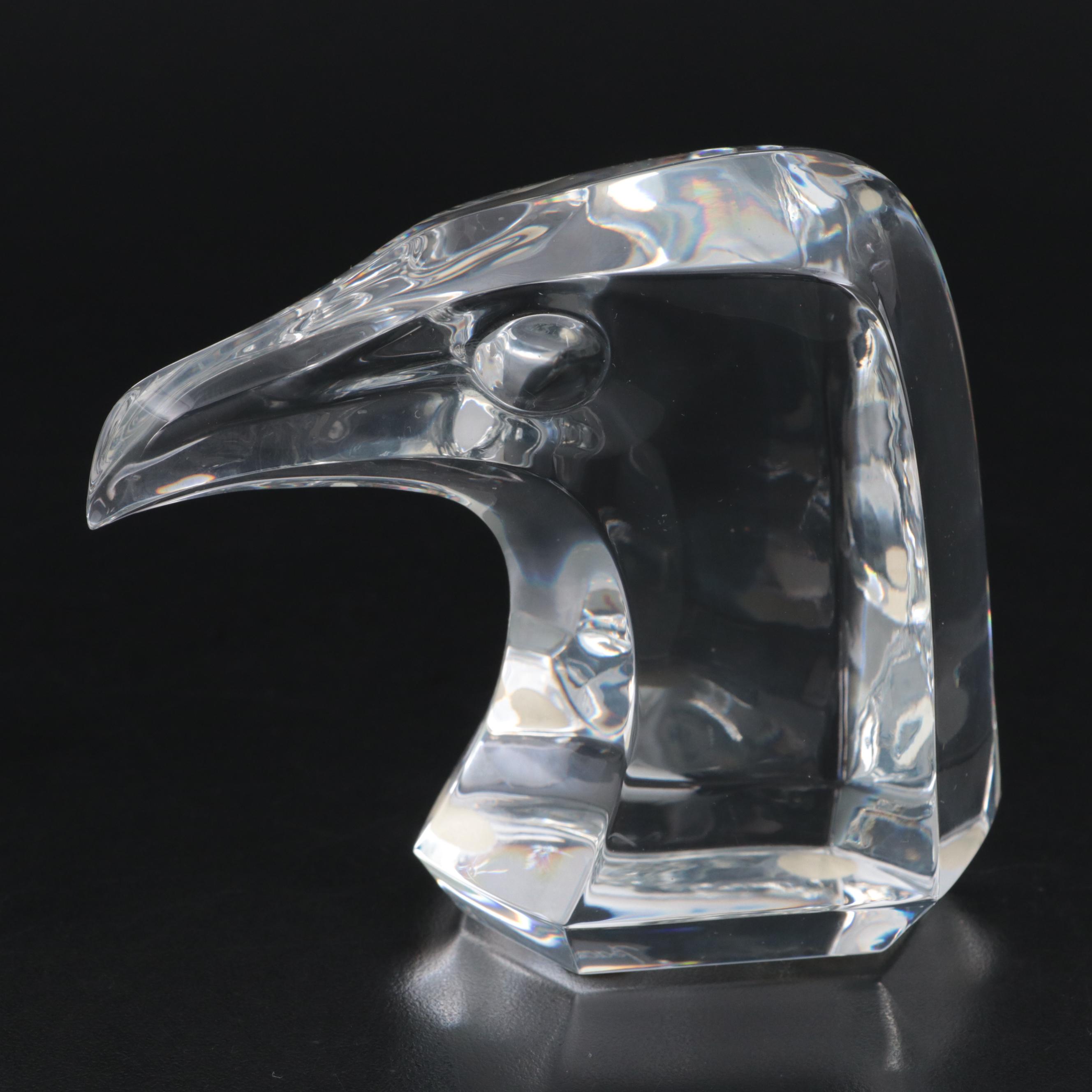 Baccarat "Eagle Head" Clear Crystal Paperweight