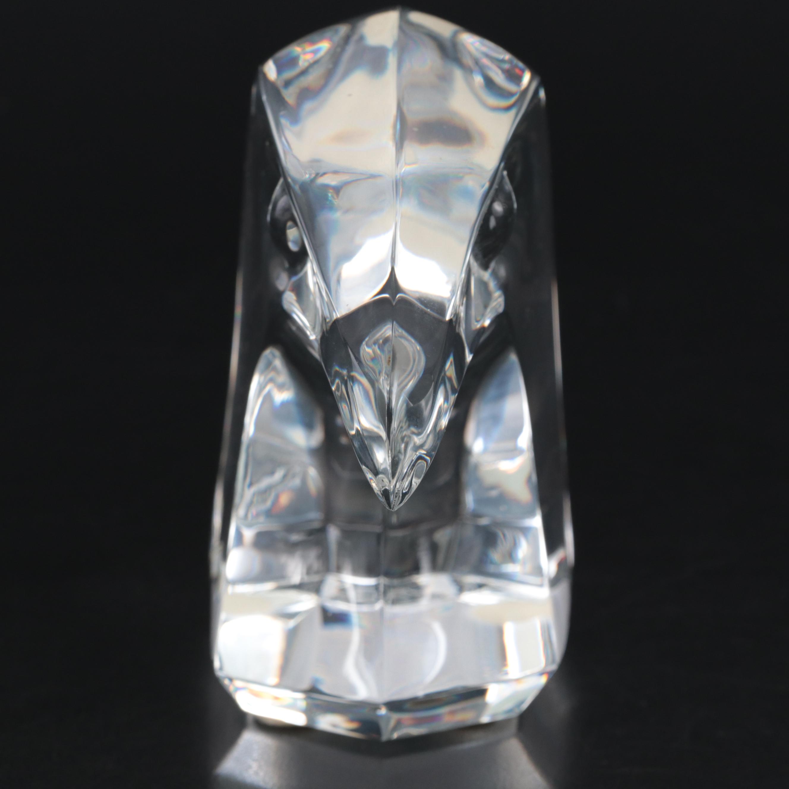 Baccarat "Eagle Head" Clear Crystal Paperweight
