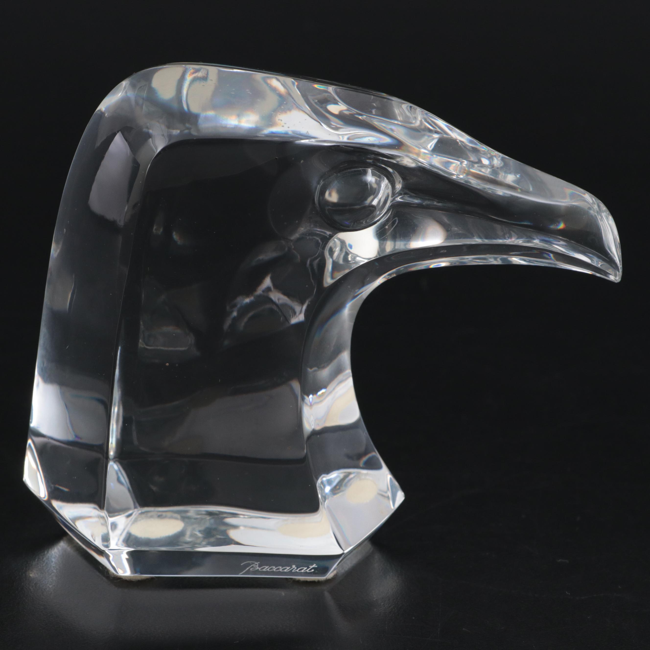 Baccarat "Eagle Head" Clear Crystal Paperweight