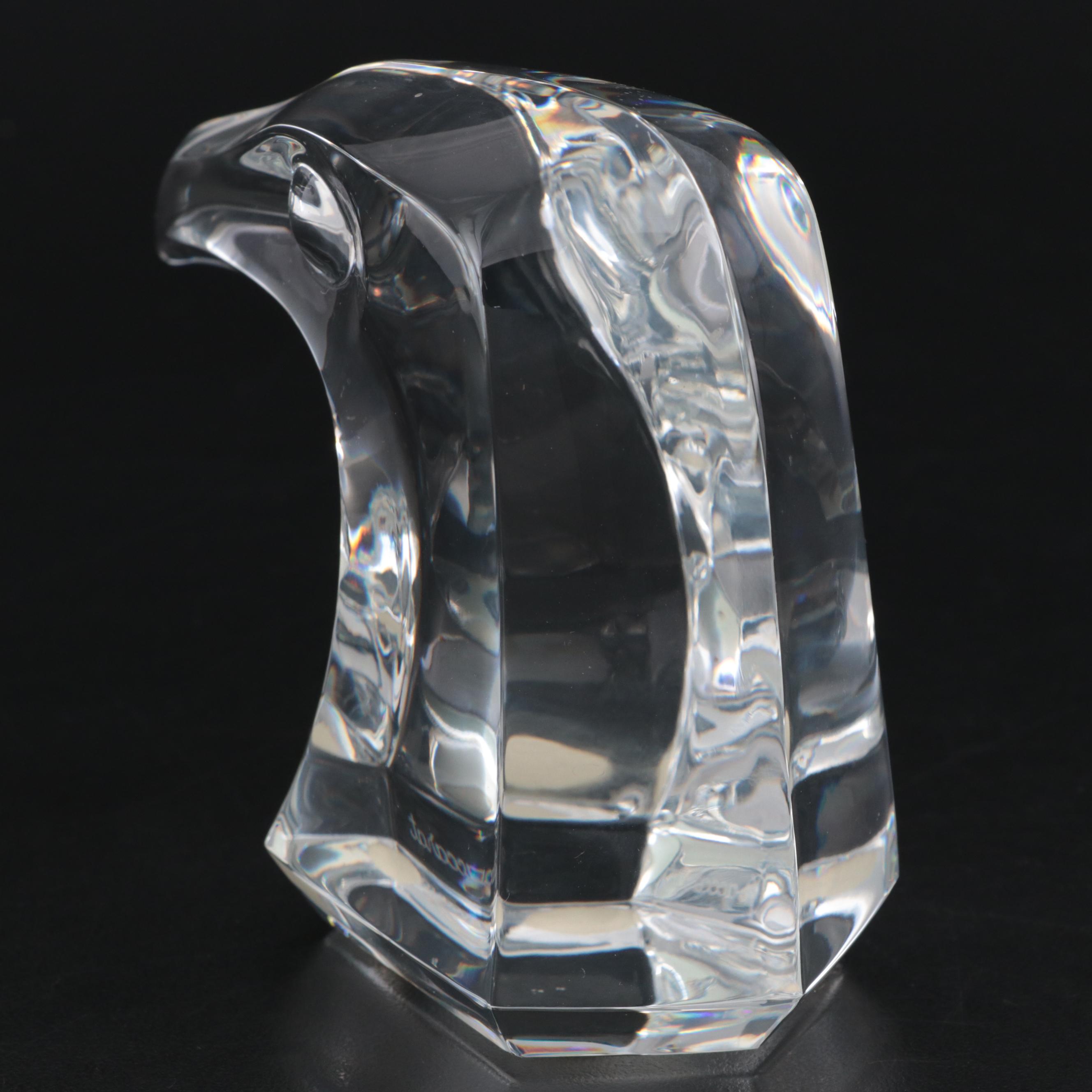 Baccarat "Eagle Head" Clear Crystal Paperweight