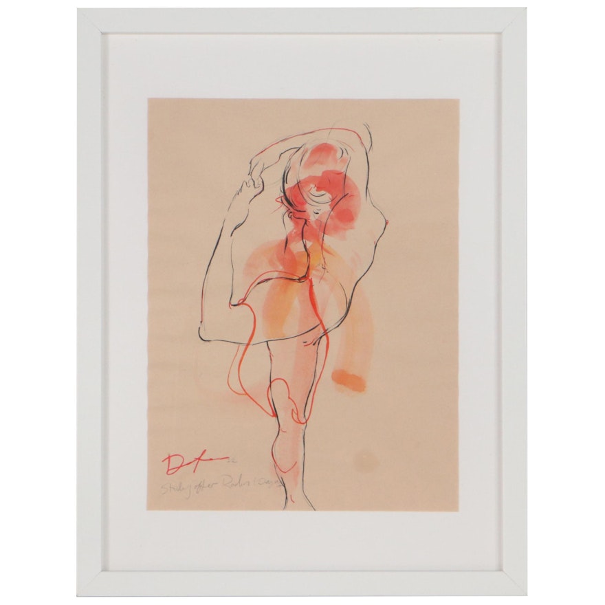 Daniel Sabau Watercolor and Gouache Painting "Rodin's Dancer" 2022