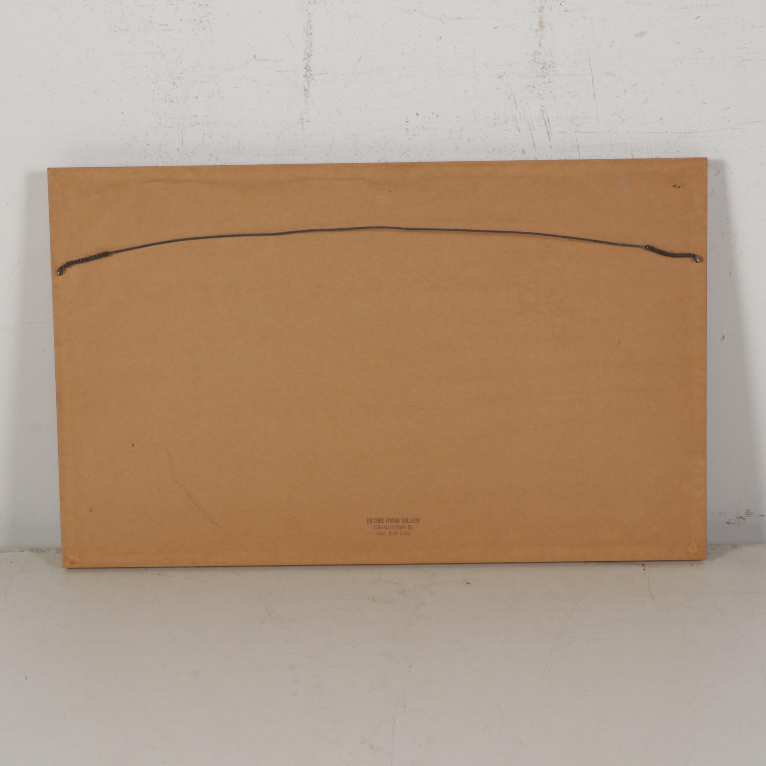 Ray Day Offset Lithograph "Rural Church In Autumn"