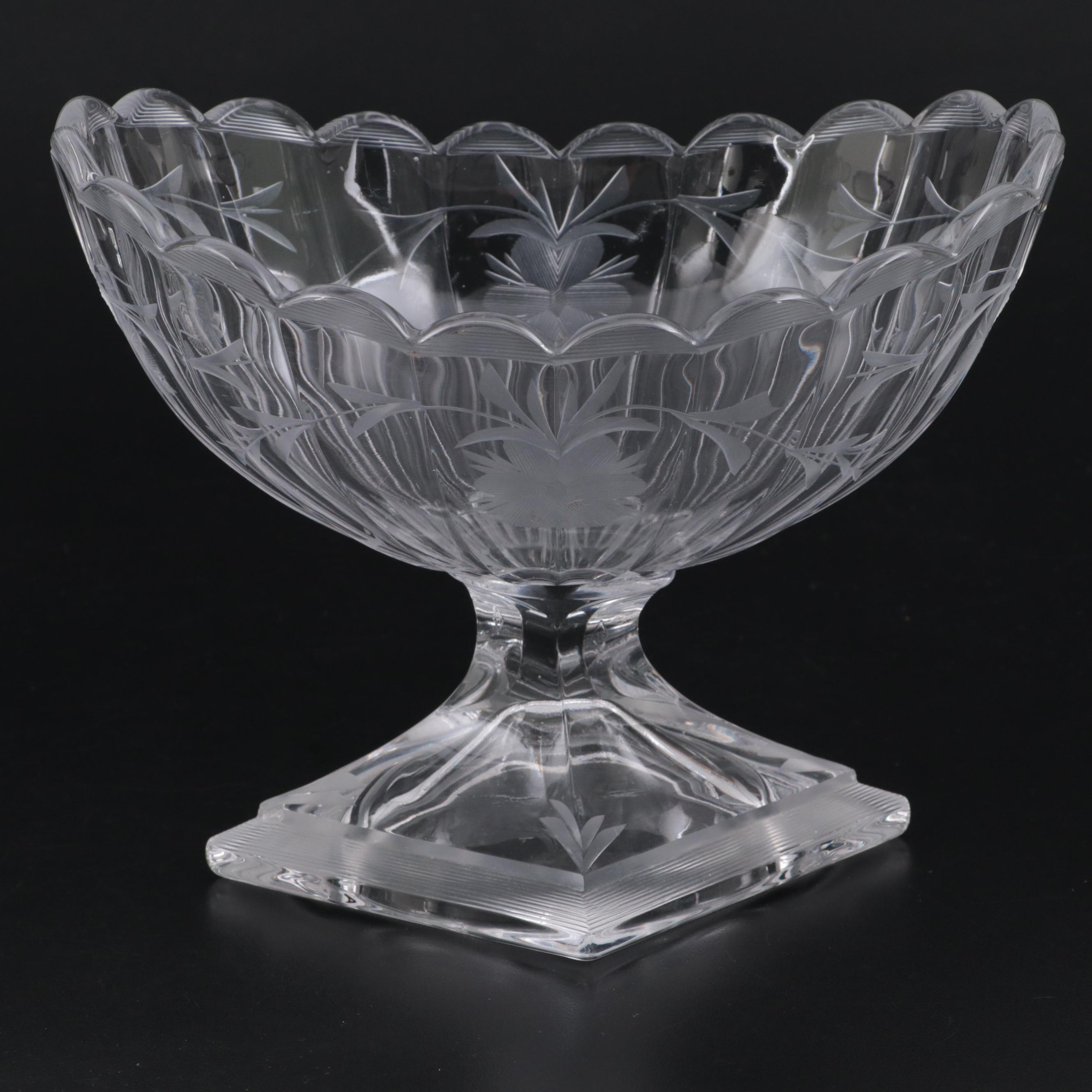 Early American Pressed Glass and Etched Glass Compotes, 20th Century
