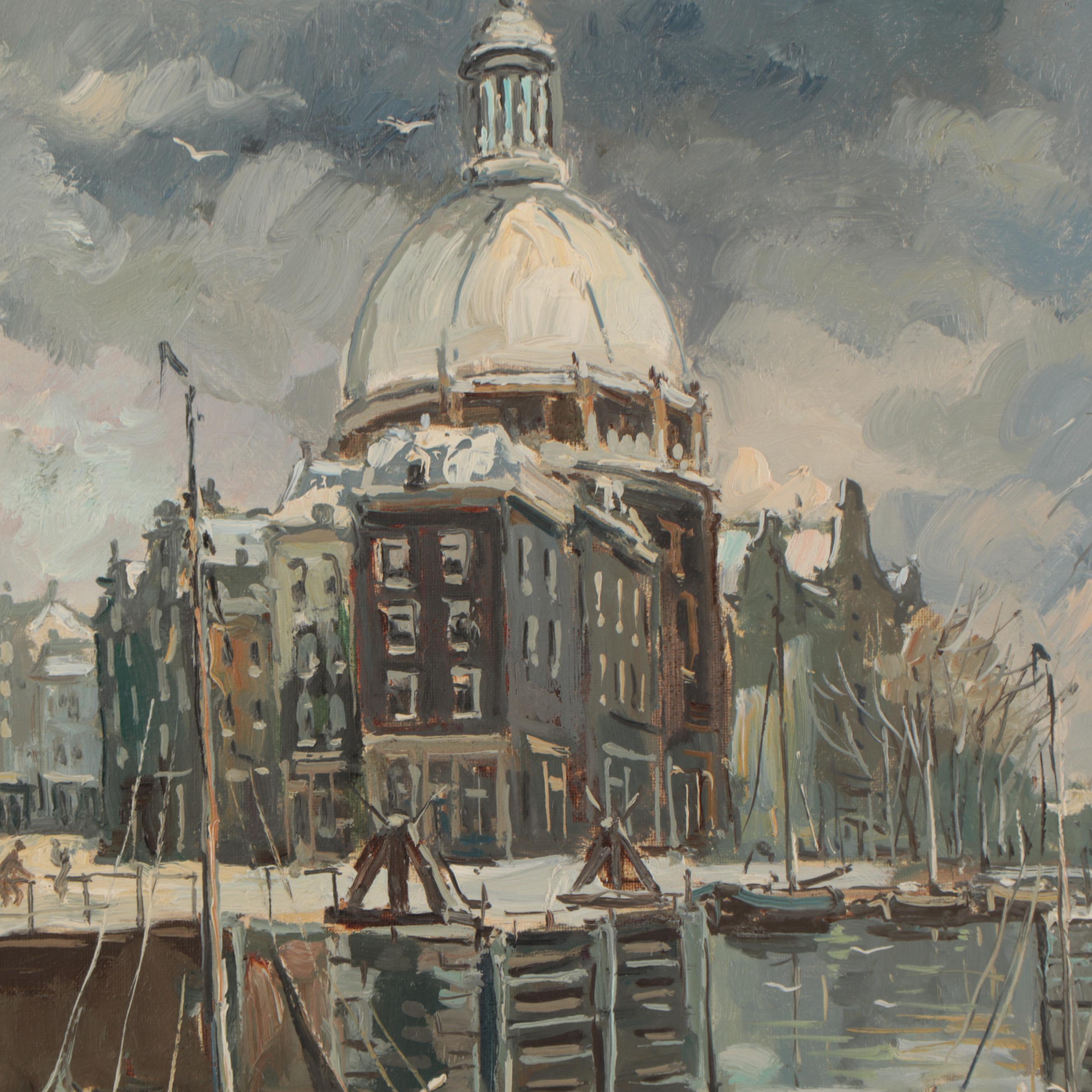 Van Galen Amsterdam Canal Scene Oil Painting