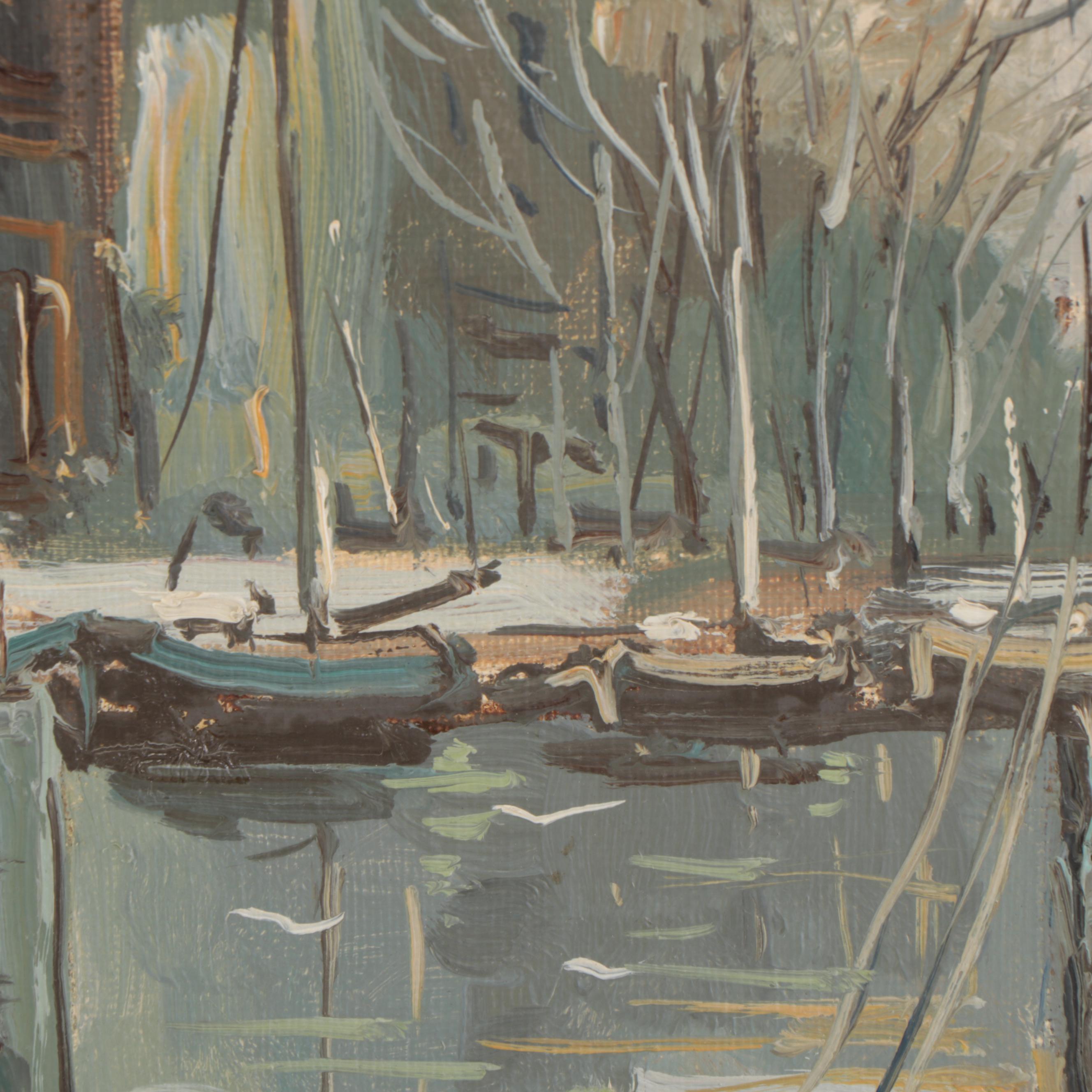 Van Galen Amsterdam Canal Scene Oil Painting