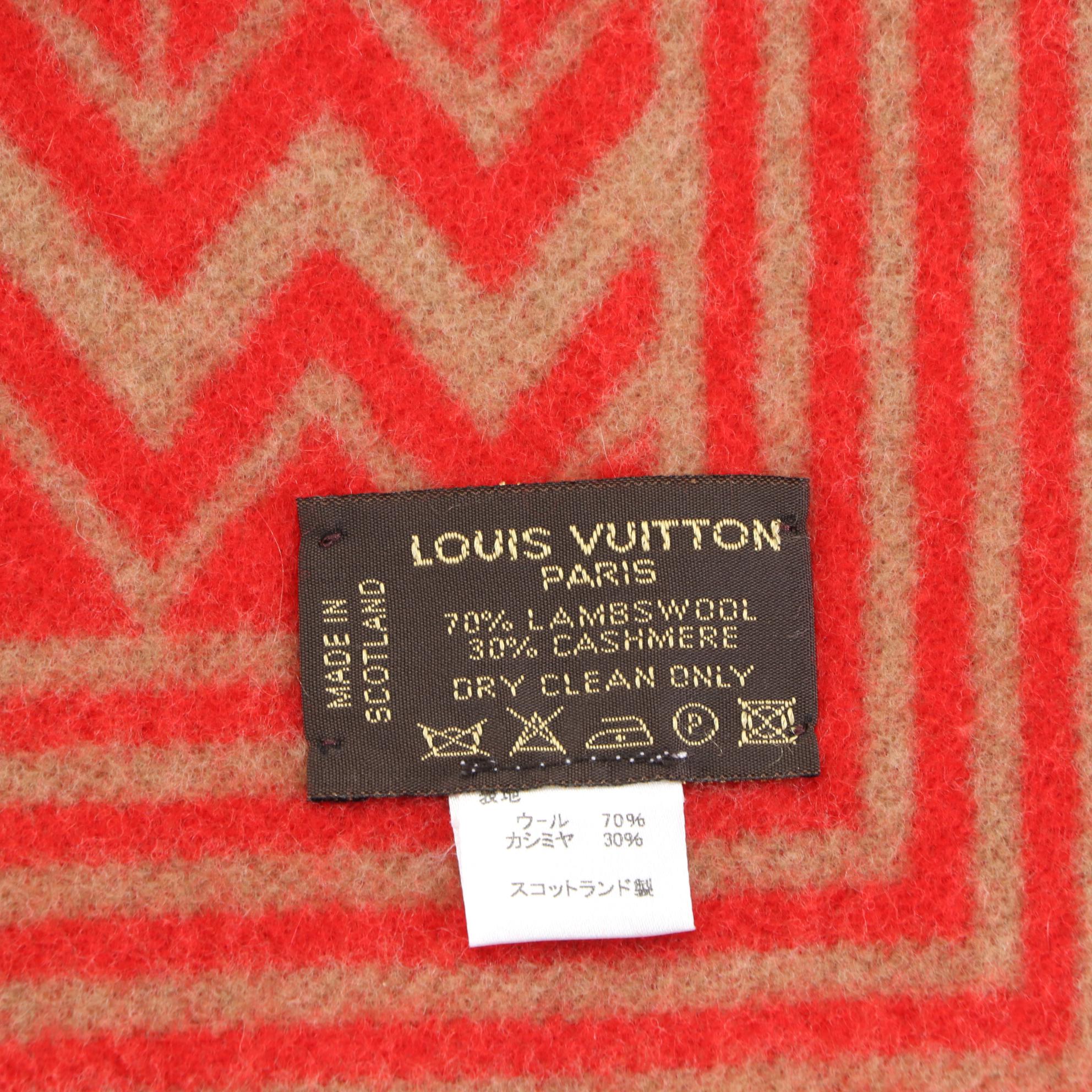 Louis Vuitton Karakoram Scarf in Rouge/Camel Lambswool Cashmere