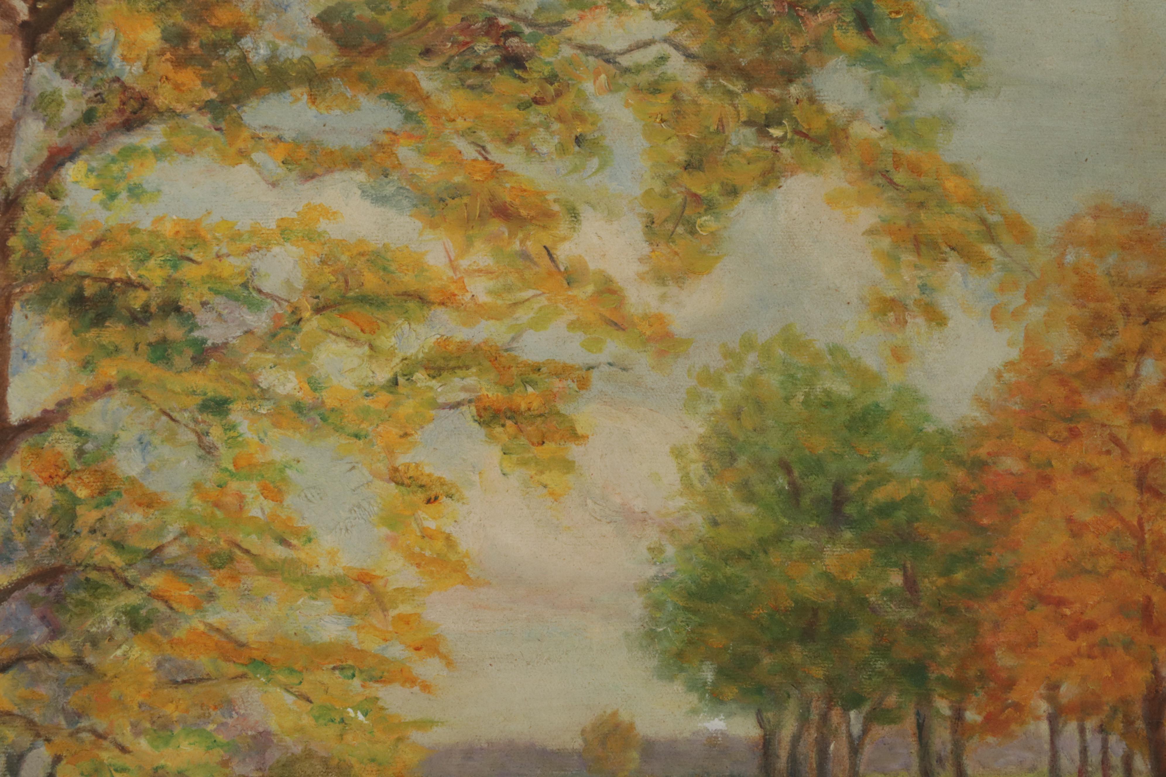 Fall Landscape Oil Painting, 1937