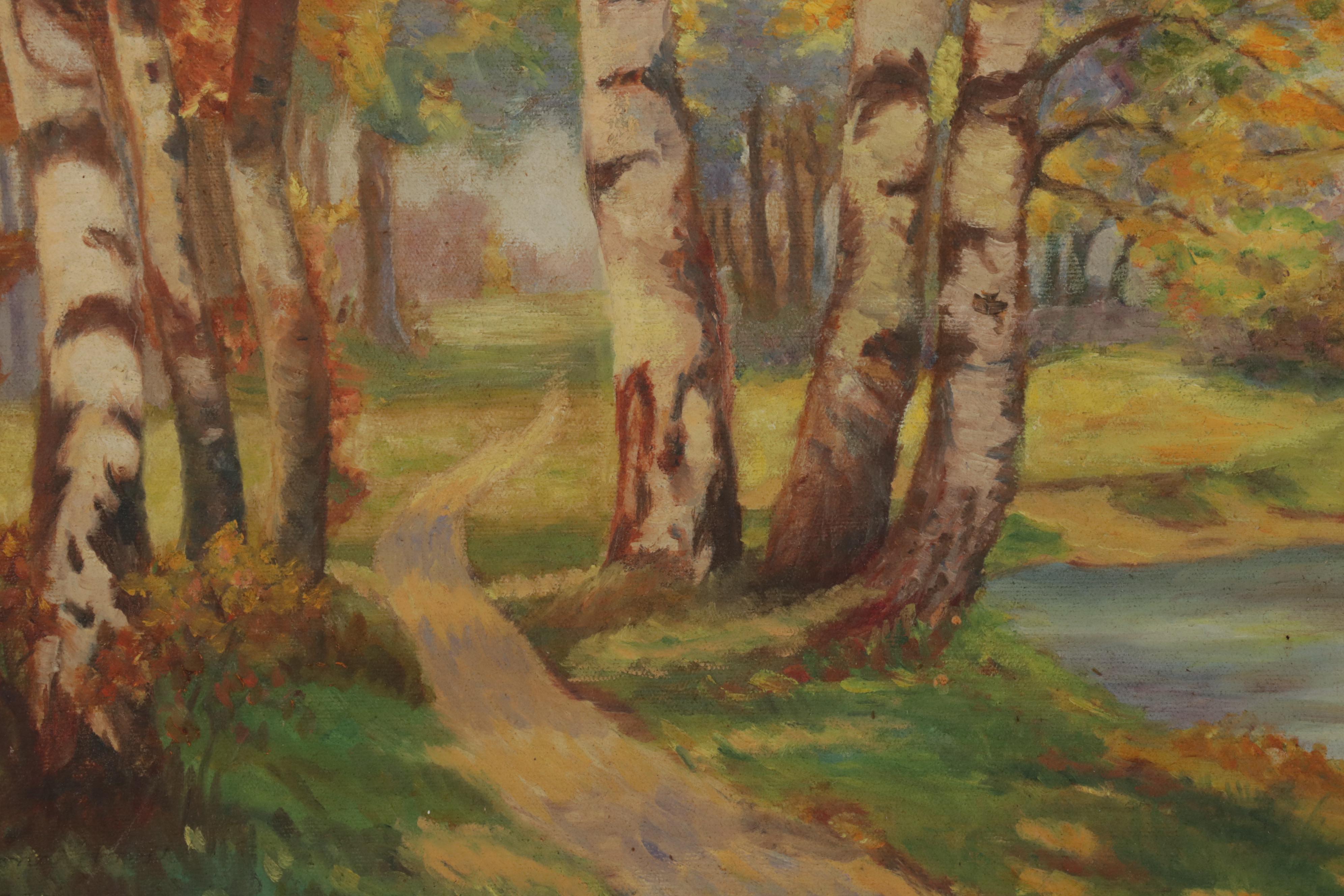 Fall Landscape Oil Painting, 1937