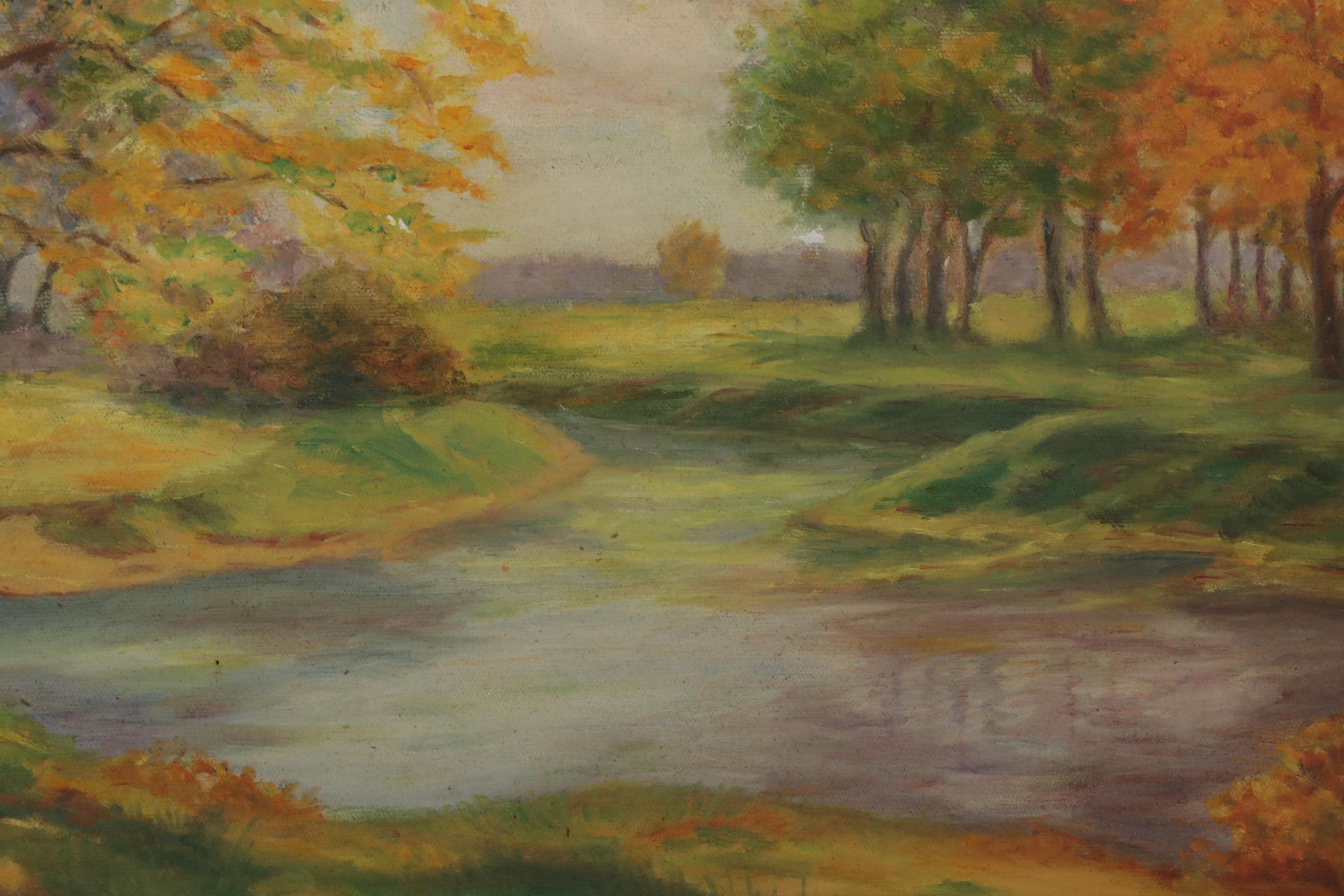 Fall Landscape Oil Painting, 1937