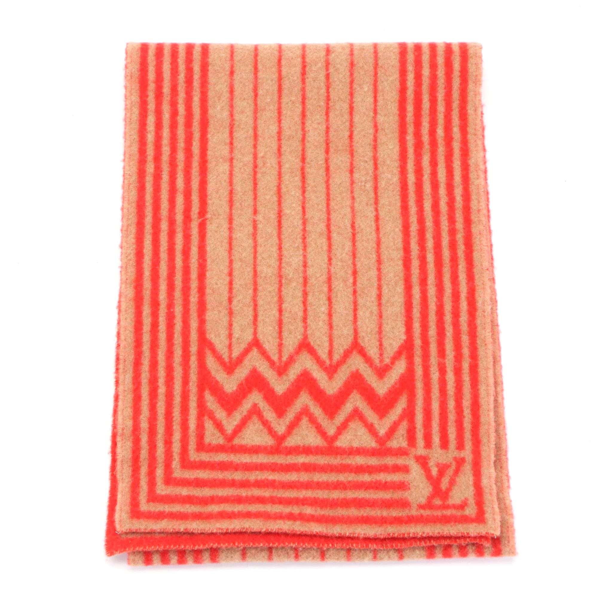 Louis Vuitton Karakoram Scarf in Rouge/Camel Lambswool Cashmere