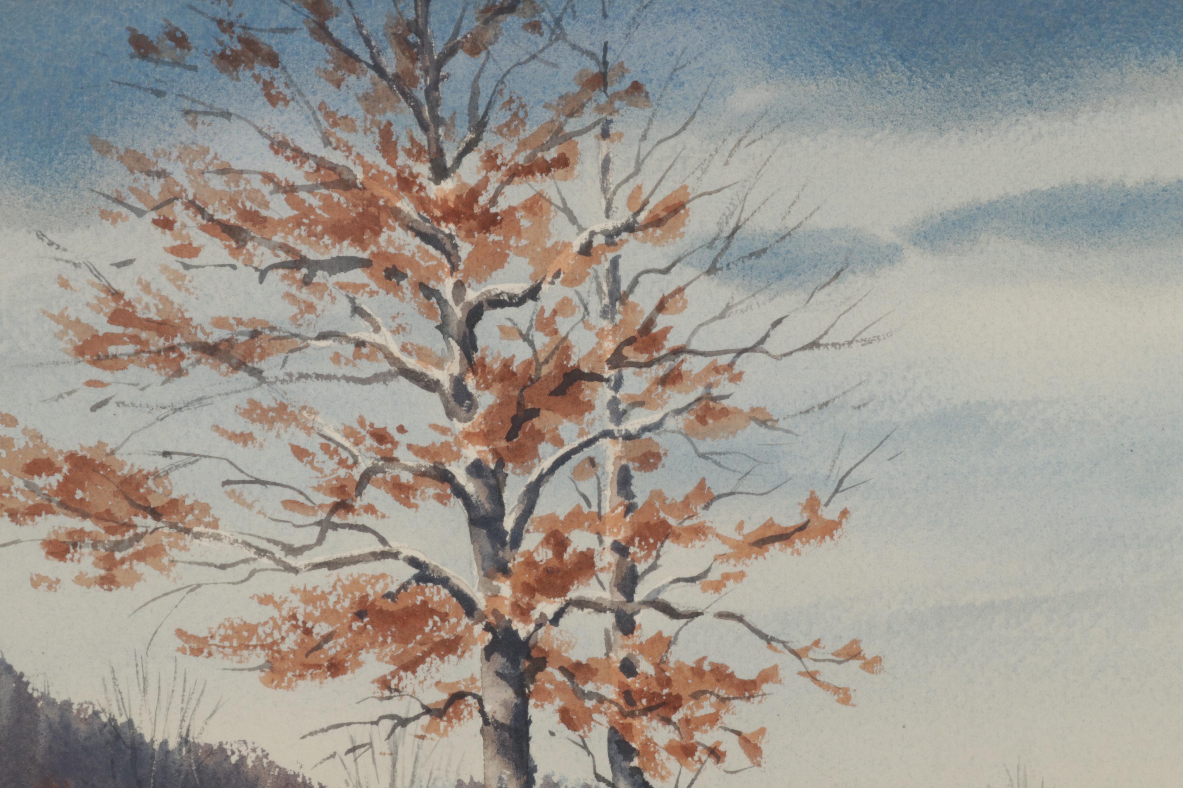 Kenneth J. Reeve Winter Landscape Watercolor Painting