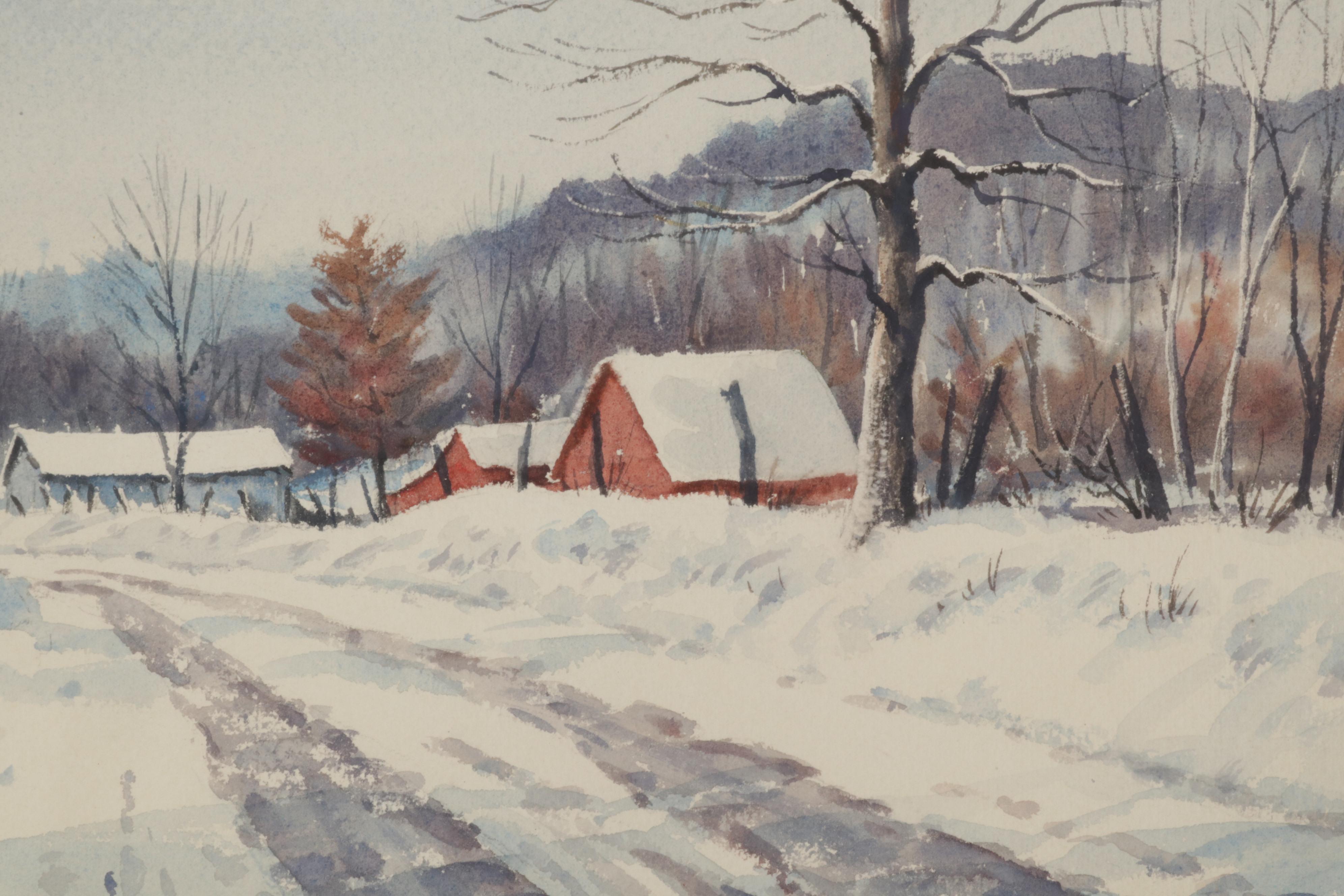 Kenneth J. Reeve Winter Landscape Watercolor Painting