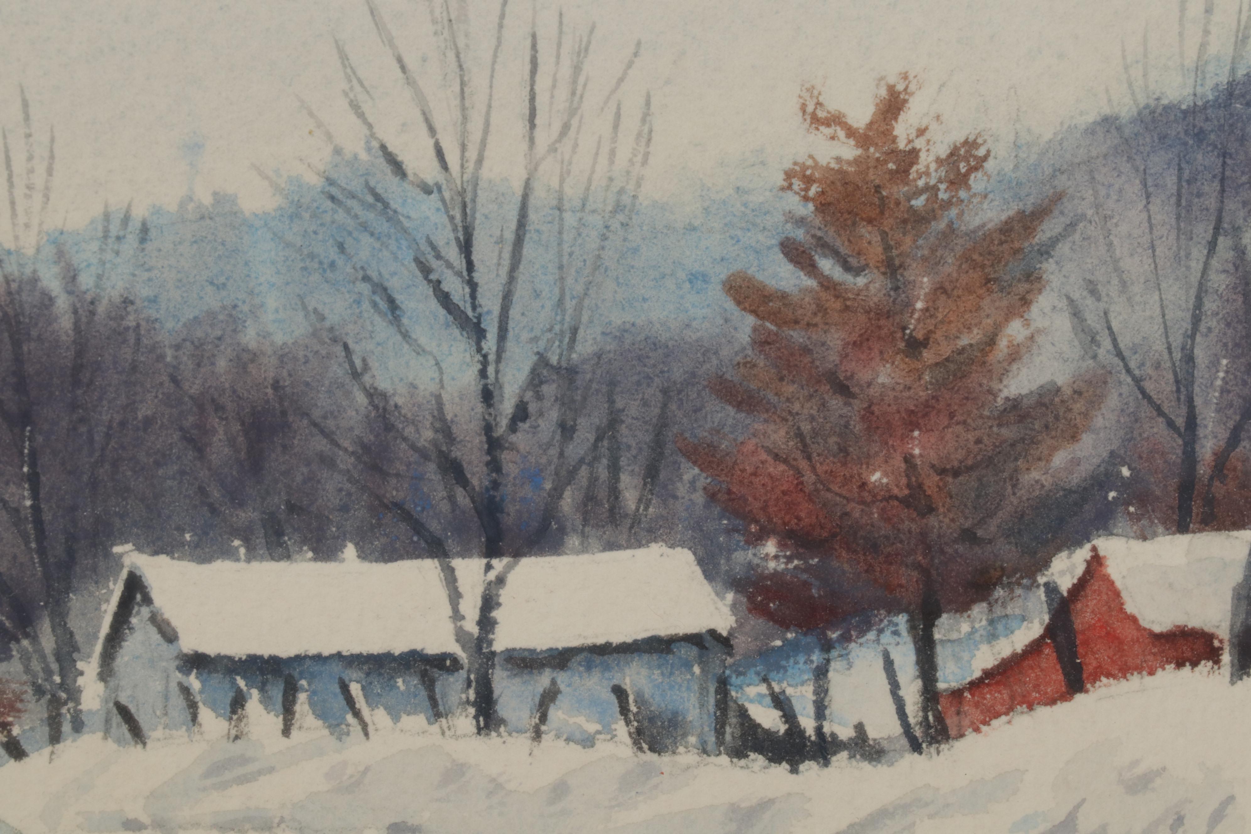 Kenneth J. Reeve Winter Landscape Watercolor Painting