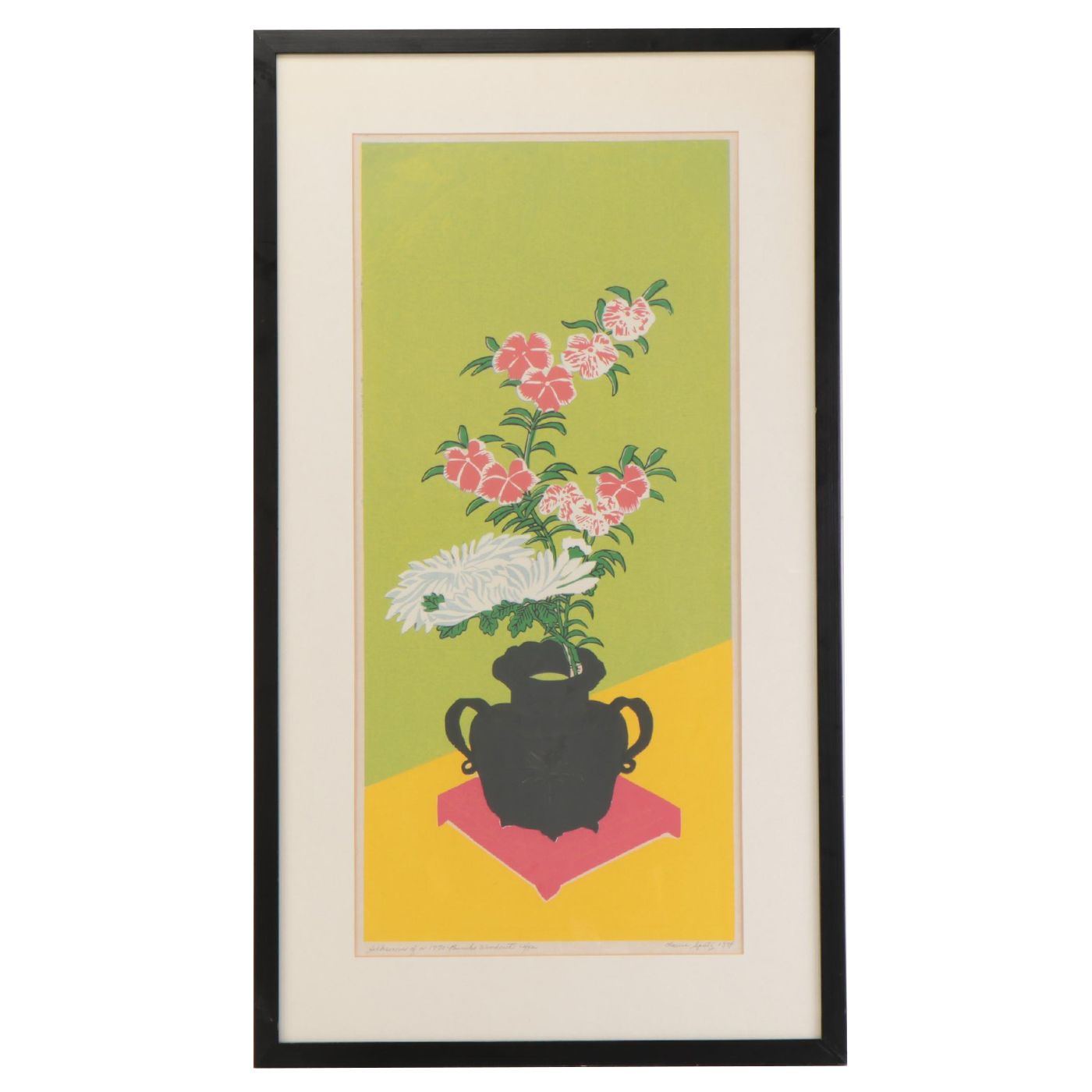 Louise Spatz Floral Still Life Serigraph After Ippitsusai Buncho, 1974